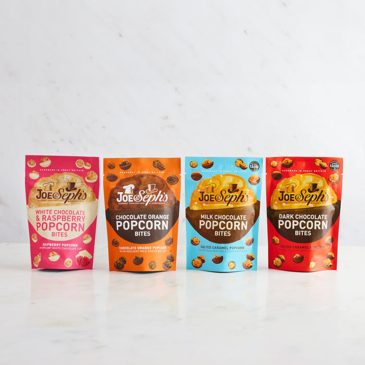 Joe & Seph's Milk Chocolate Orange Popcorn Bites (63g) - Belgian Chocolate Coated Gourmet Popcorn