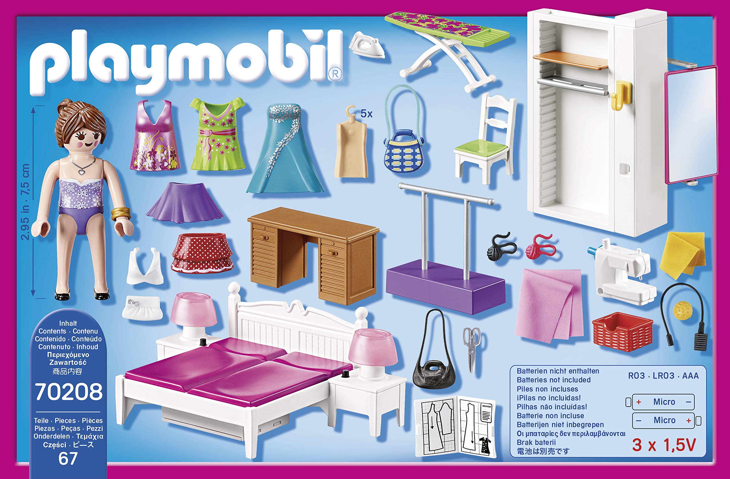 PLAYMOBIL 70208 Dollhouse Master Bedroom with Interchangeable Dresses and Lighting Effects - Playset for Kids 4+ 14