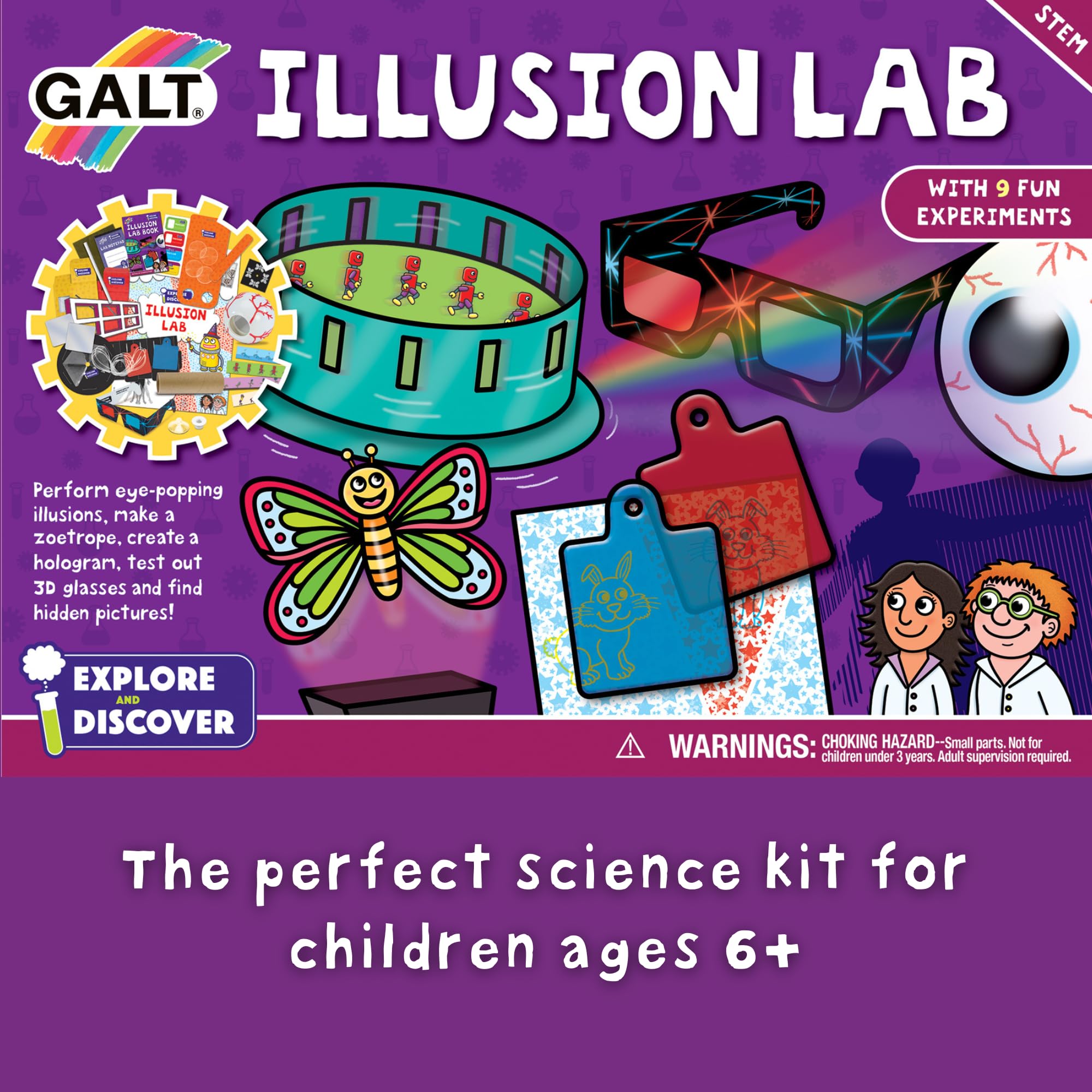 Galt Illusion Lab - 9 Fun Science Experiments for Kids Ages 6+ 8