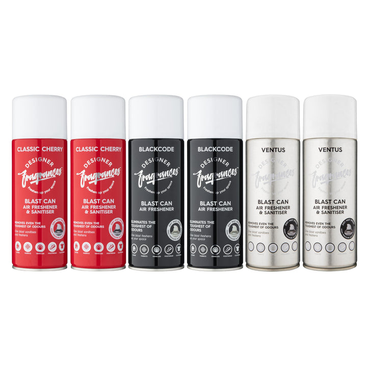 Designer Fragrances - 6 Pack Favourites Bundle Air Freshener Blast Cans