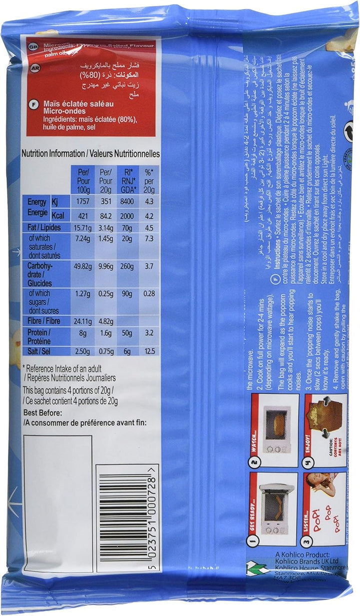 Eazypop Microwave Popcorn Salted Flavour, 16 Pack (85g Each)