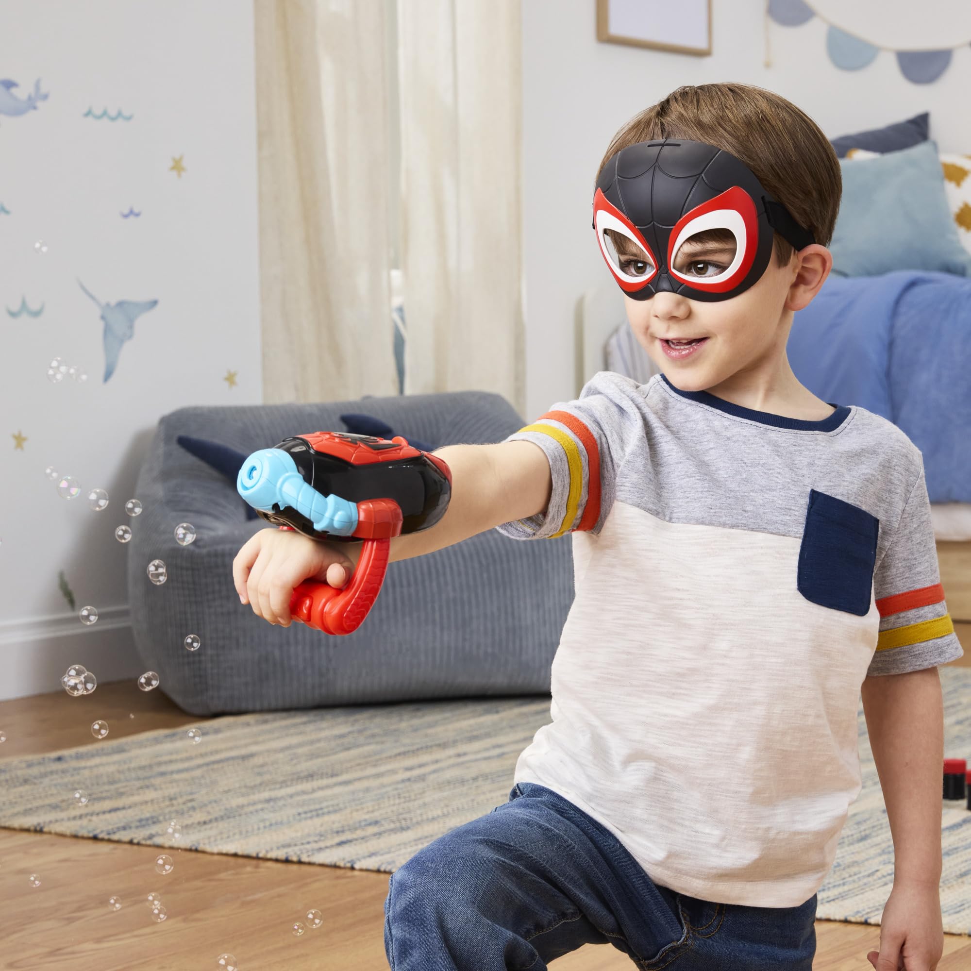 Miles 'Spin' Morales Bubble Slinger - Electronic Web-Blasting Bubble Toy for Kids 3+ 7
