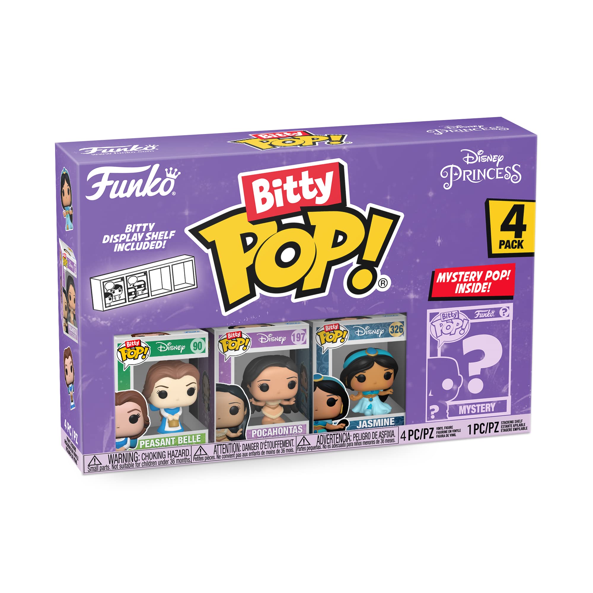 Funko Bitty POP! Disney Princess - Belle, Pocahontas, Jasmine & Mystery Figure Vinyl Set 33