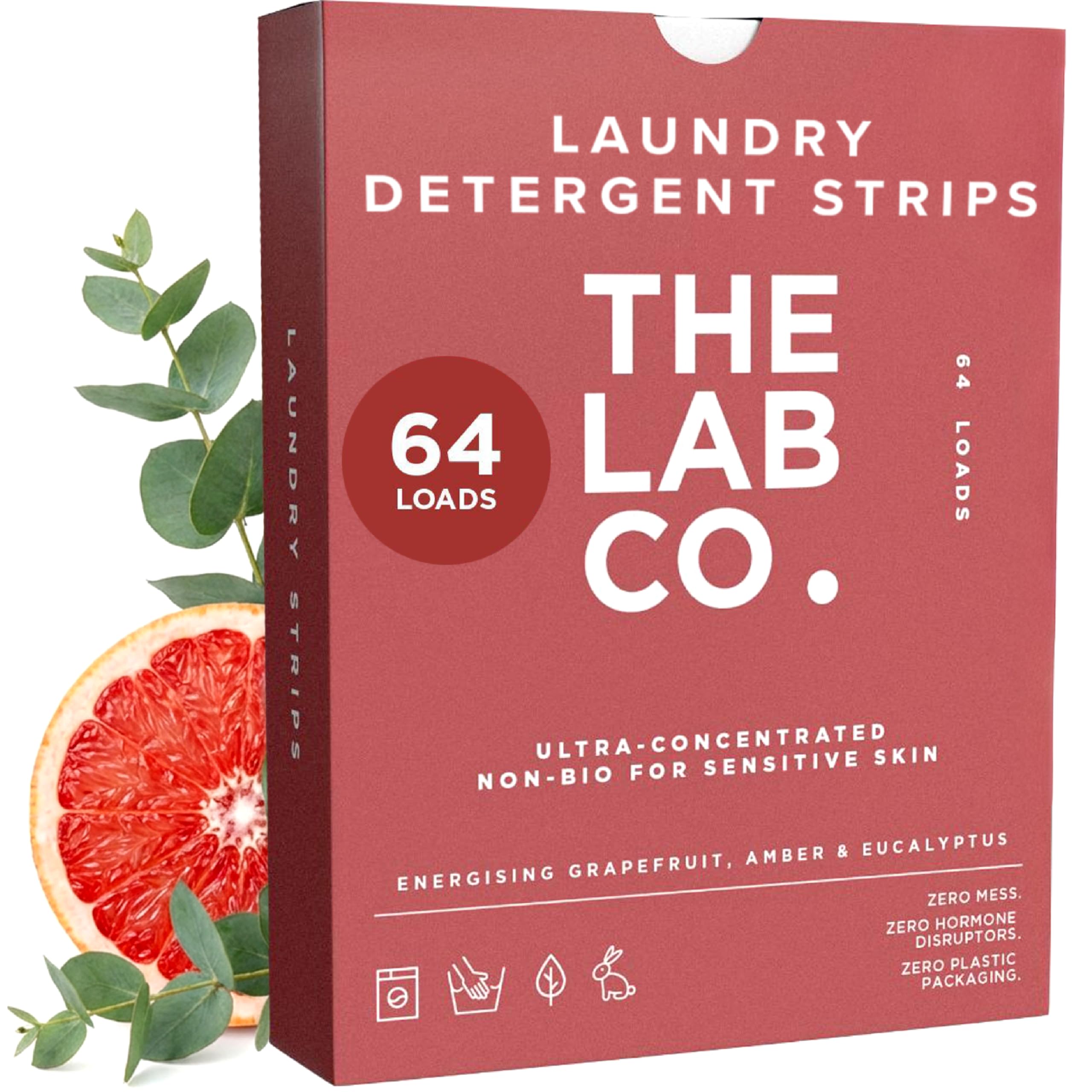 The Lab Co. Laundry Detergent Sheets | Eco Ultra-Concentrate | Energising Scent | 64 Count