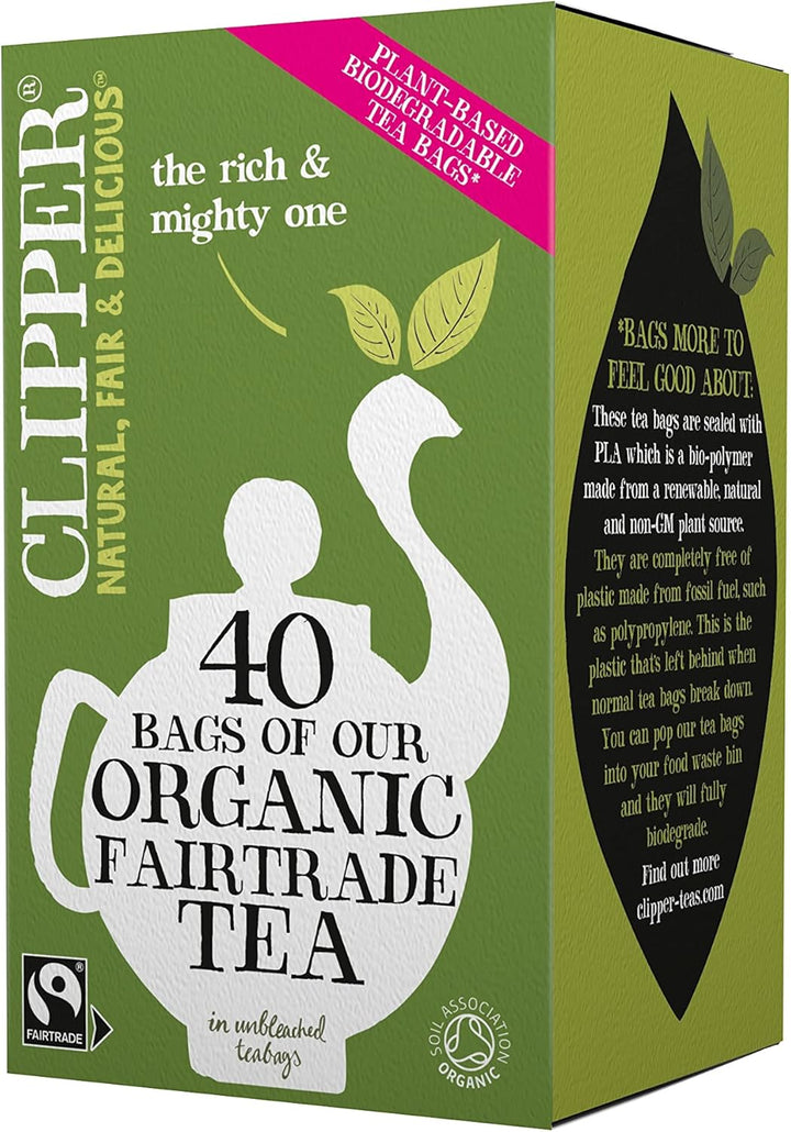 Clipper Fairtrade Organic Everyday 40 Unbleached Plastic-Free Tea Bags