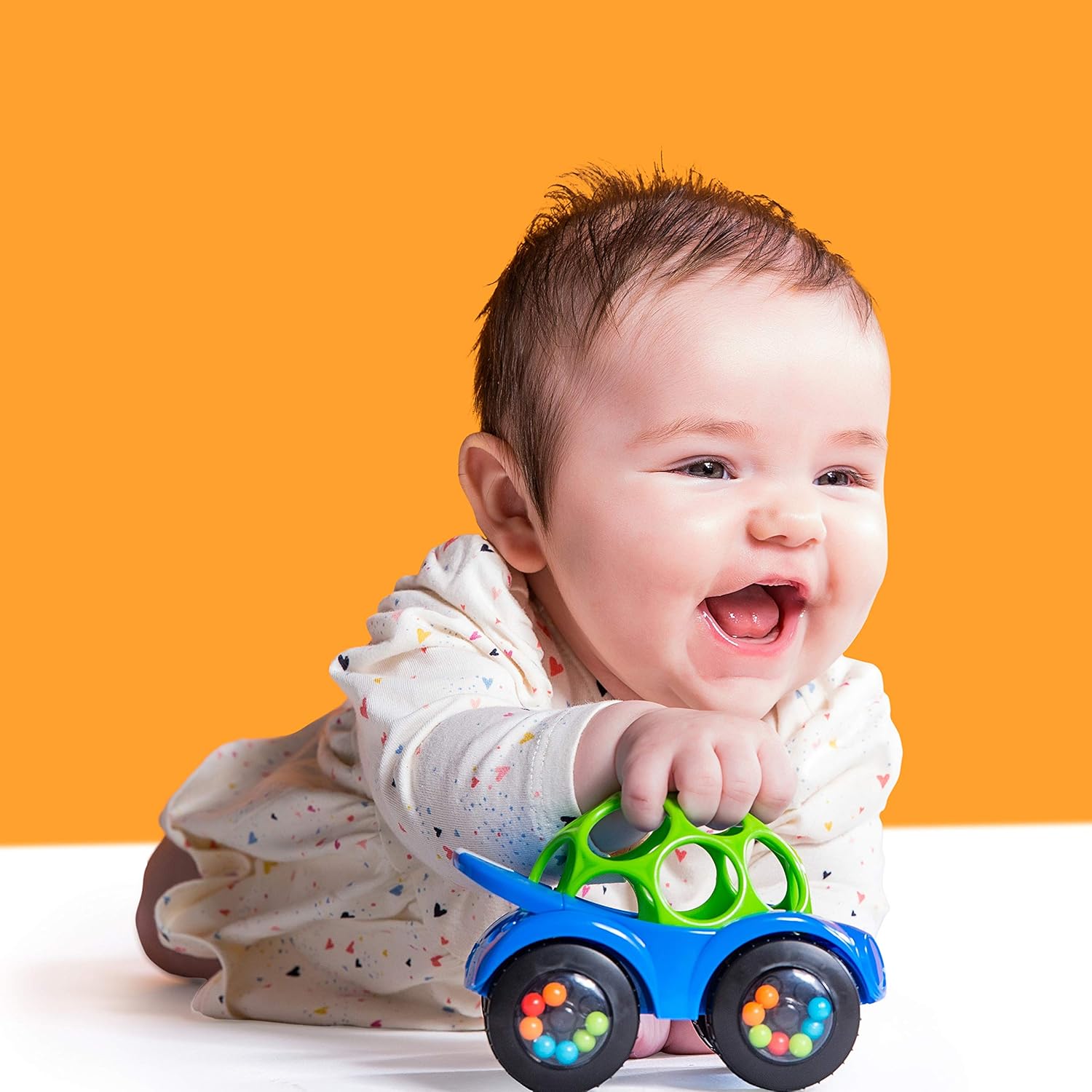 Bright Starts Oball Rattle & Roll Toy - Easy Grasp Rattle Vehicle for 3 Months+ 12
