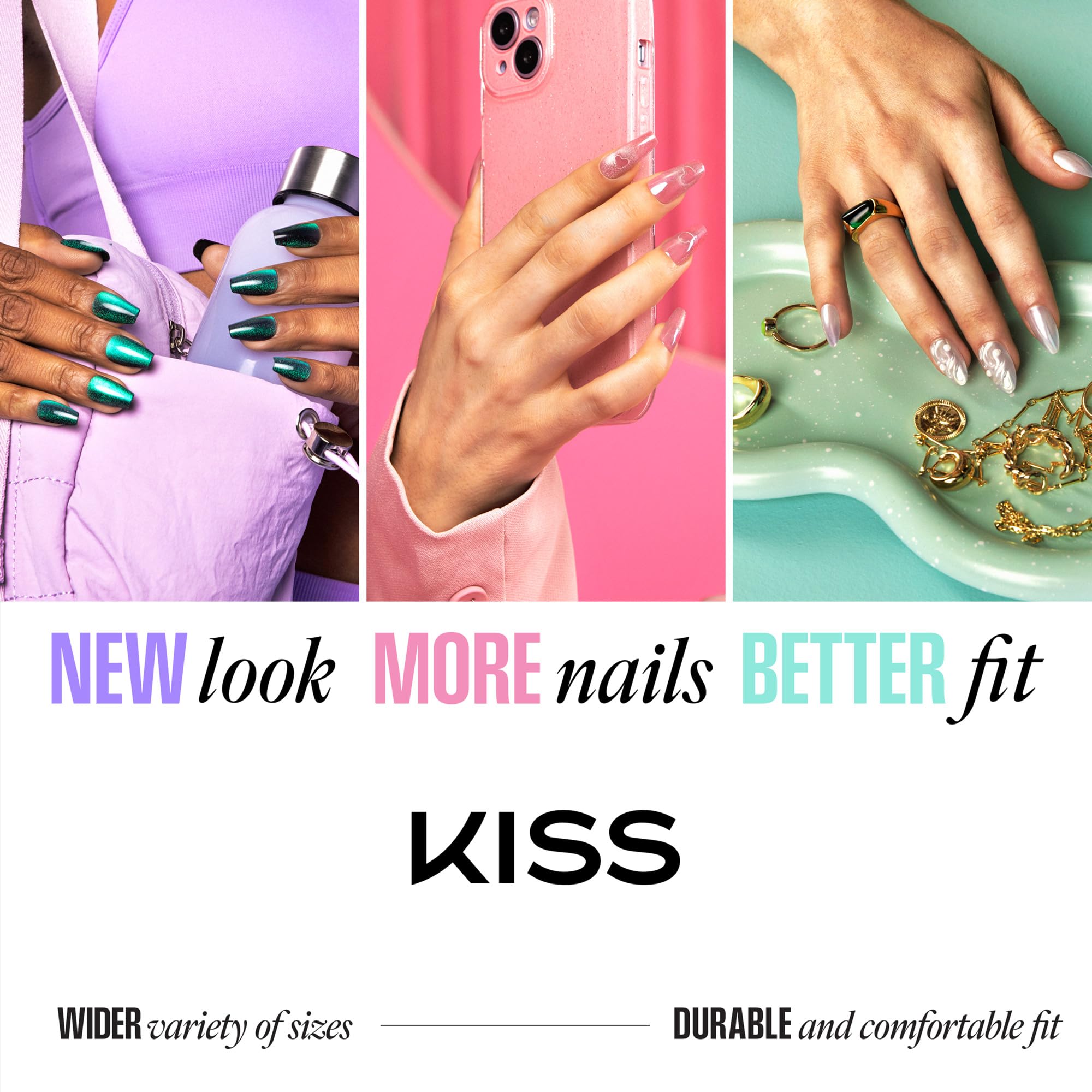 KISS CORE Color Press On Nails - Jubilation Pink Medium Coffin 32 Count 9