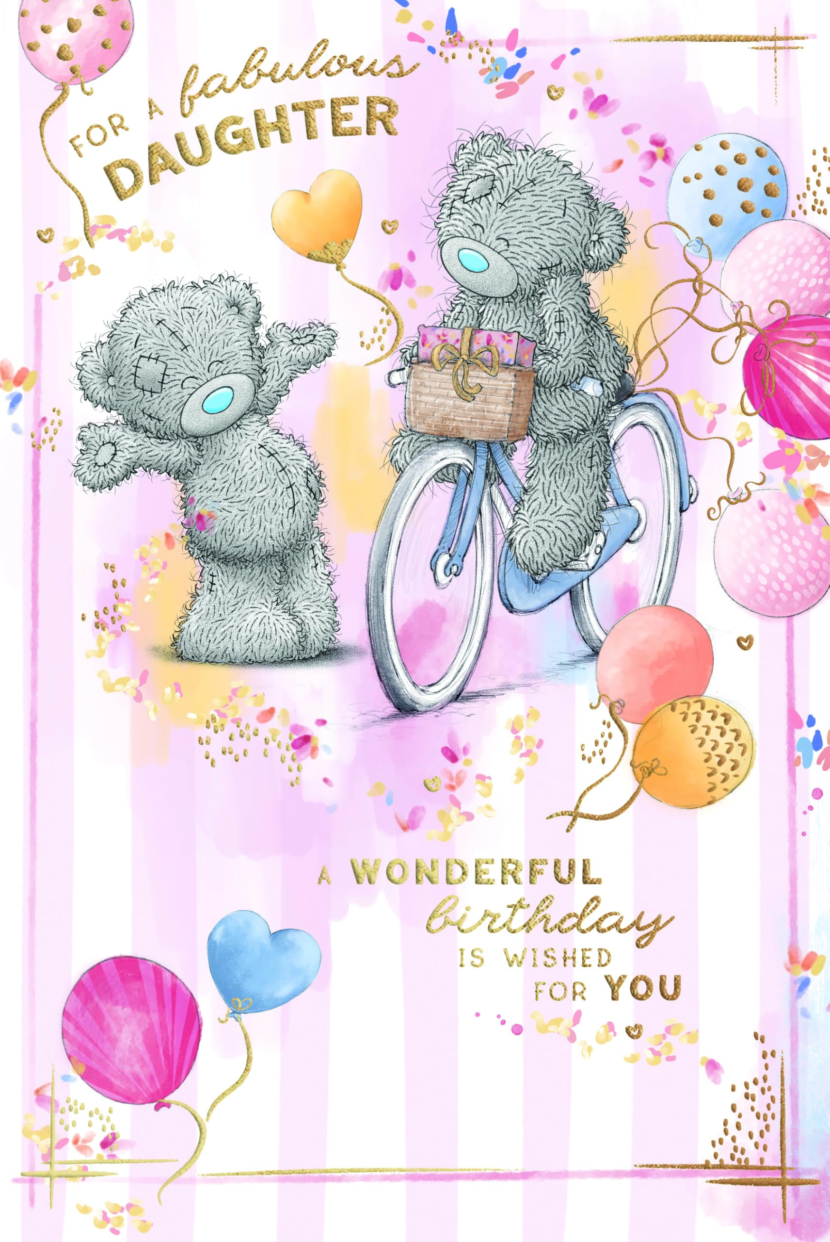 Me To You Tatty Teddy Fabulous Daughter Birthday Card | Luxury Gold Foil | 6 x 9 inches