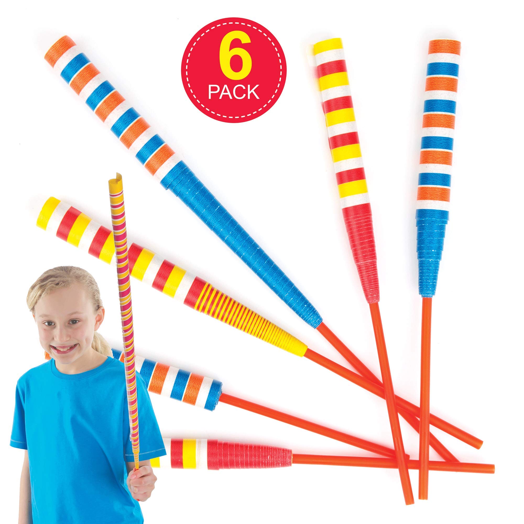 Baker Ross Paper Sword Flickers (Pack of 6) - Coiled Paper Toy | 20 cm Length | Assorted Designs 2