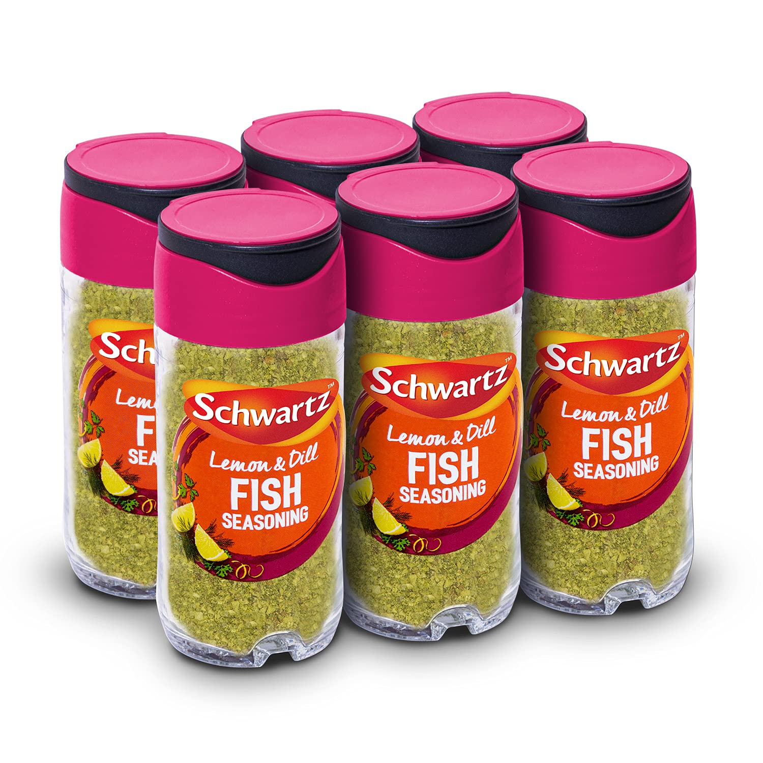 Schwartz Lemon & Dill Fish Seasoning - Expertly Blended with Lemon, Dill & Parsley | 55g Jar (Pack of 6)