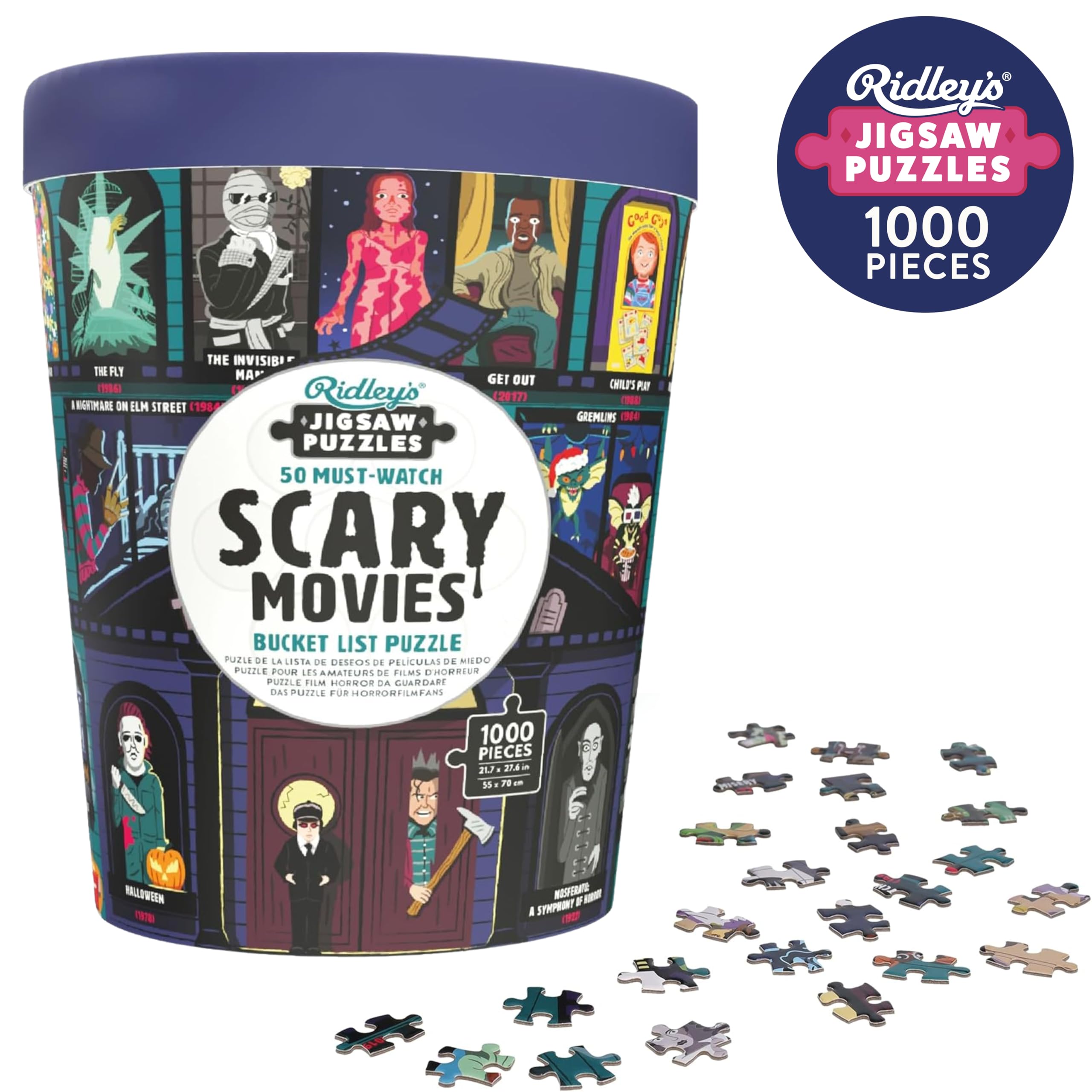 Ridley’s 50 Must-Watch Scary Movies Bucket List Jigsaw Puzzle - 1000 Pieces | Ages 14+