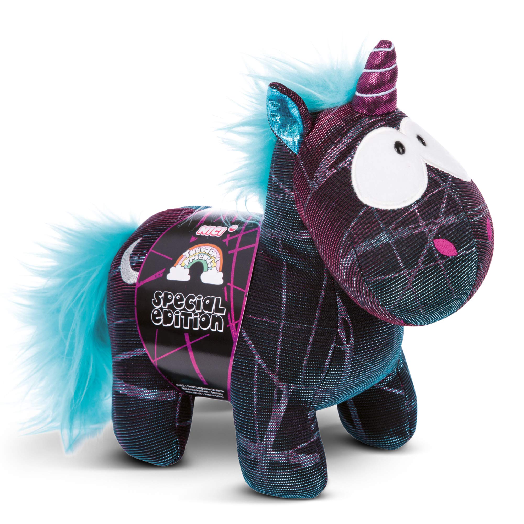 NICI 45712 Theodor & Friends Moon Beamer Special Edition Plush Unicorn - 22 cm, Black/Turquoise 7