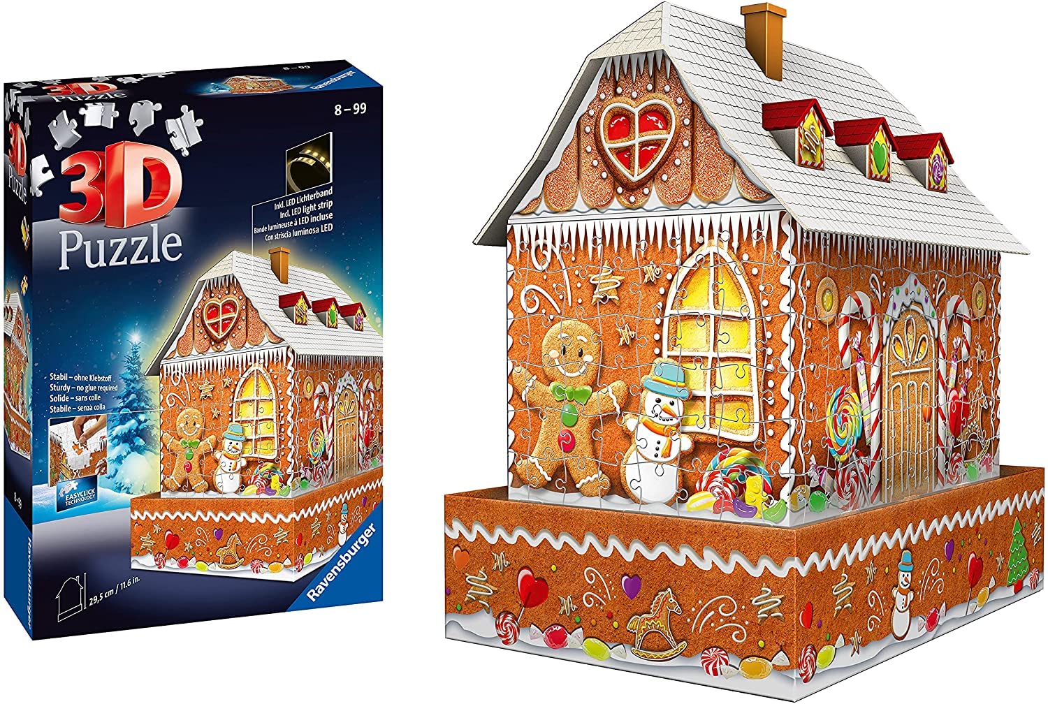 Ravensburger 3D Puzzle - Christmas Gingerbread House Light-Up 216-Piece Set
