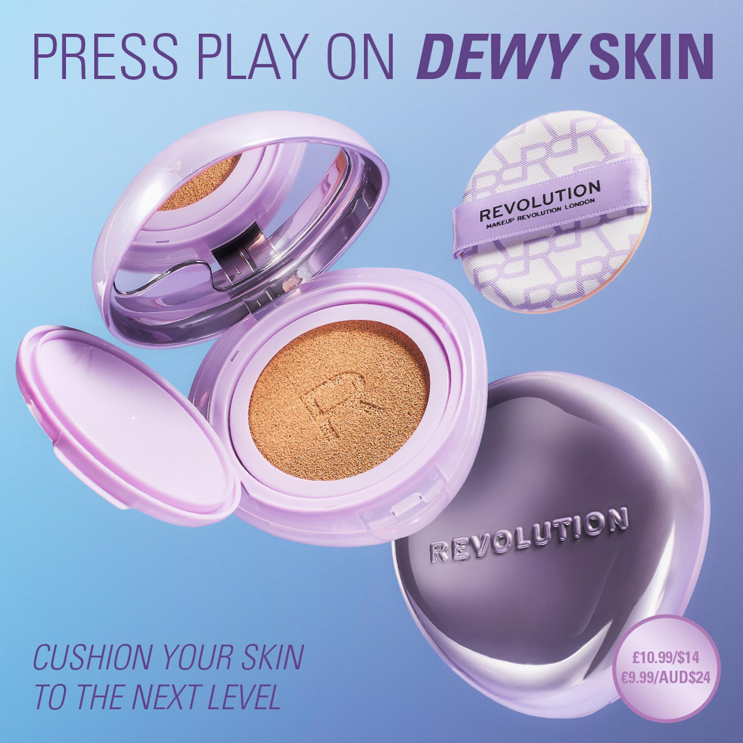 Revolution Beauty London Superdewy Cushion Foundation - Buildable Coverage | Hydrating | Light Cool 7