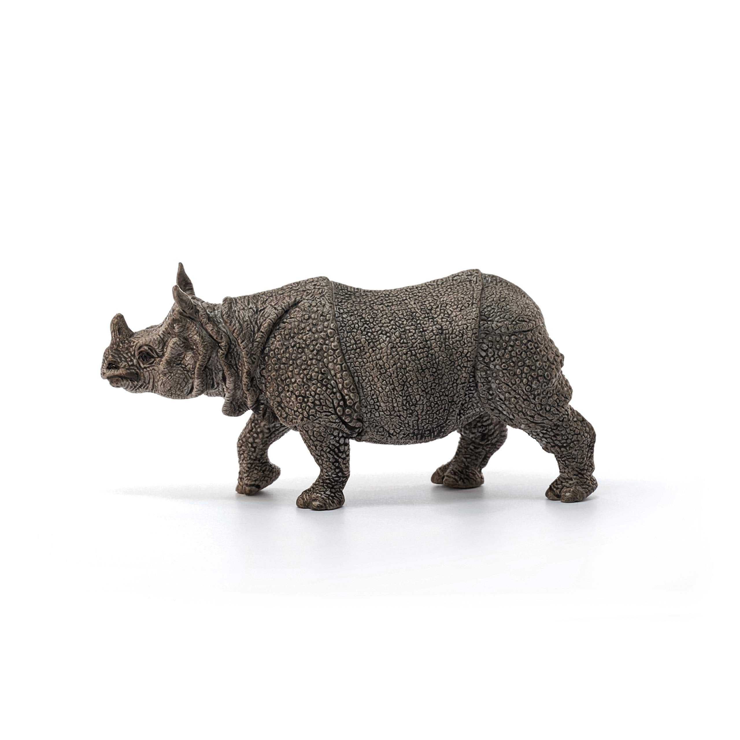 SCHLEICH Indian Rhinoceros Wildlife Figurine - Hand-Painted Educational Toy for Kids 7