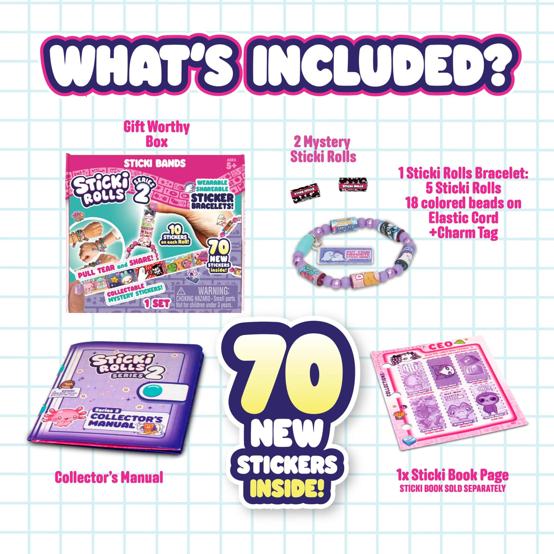 Sky Castle Sticki Rolls Sticki Bands Series 2 - Multicolor Holographic Sticker Bracelet Pack