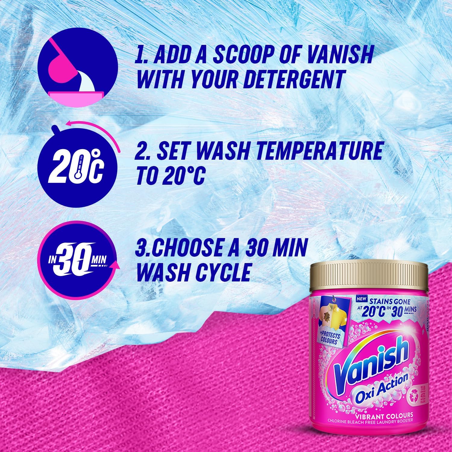 Vanish - Gold Oxi Action Stain Remover and Laundry Booster Powder for Colours 1.5kg 10