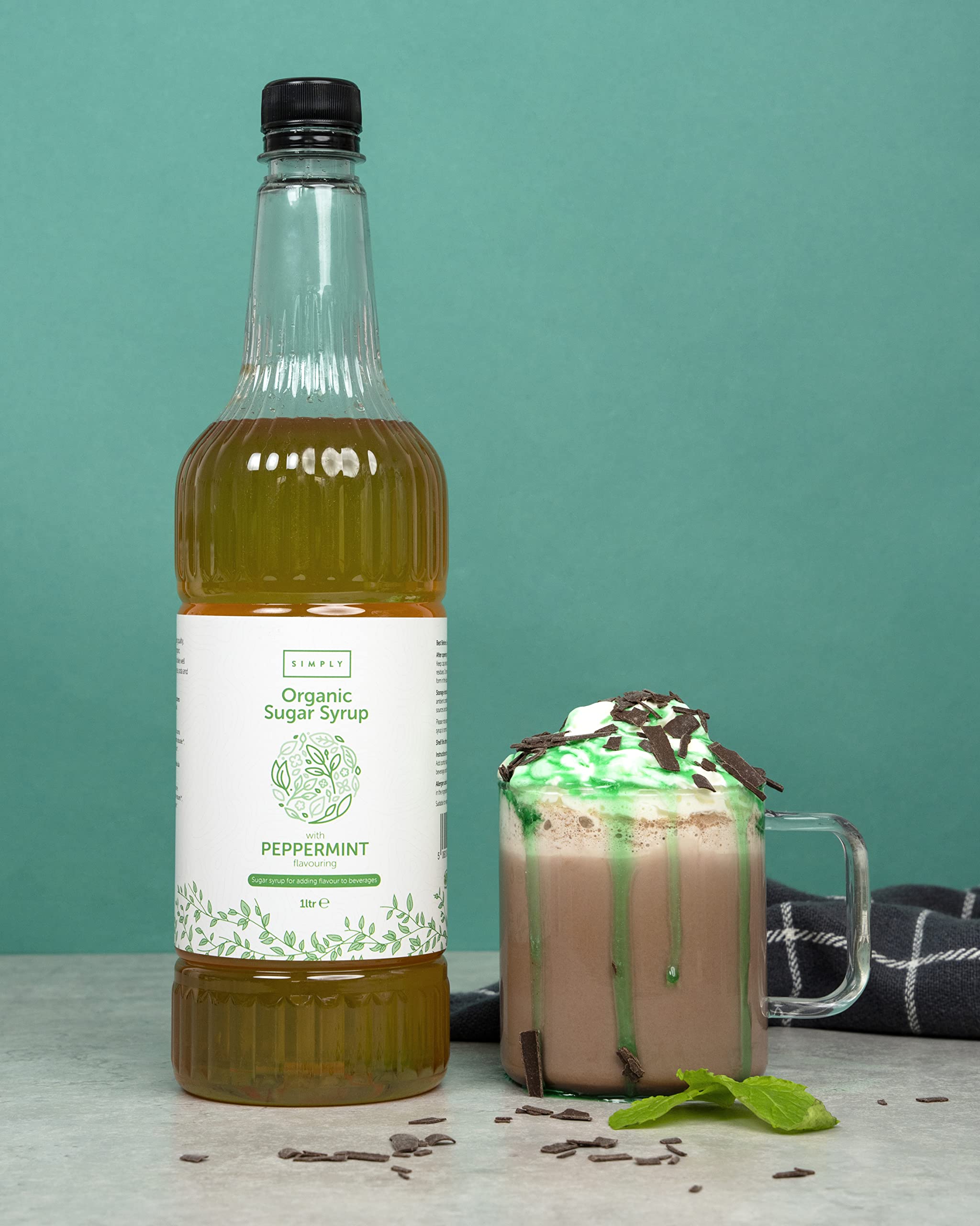 Simply Organic Peppermint Syrup - Vegan & Nut Free Natural Flavoured Syrup for Beverages & Baking
