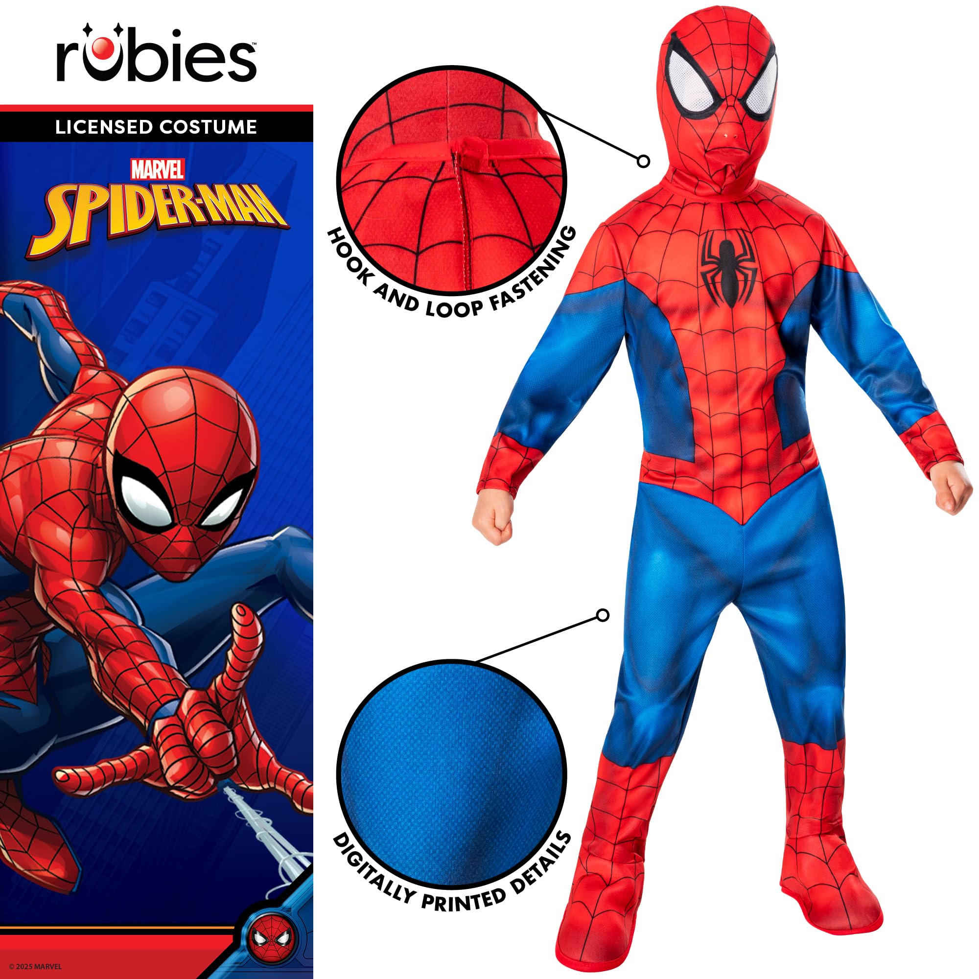 Rubies Official Marvel Spider-Man Classic Child Costume - Size 3-4 Years | Polyester Jumpsuit & Balaclava 4