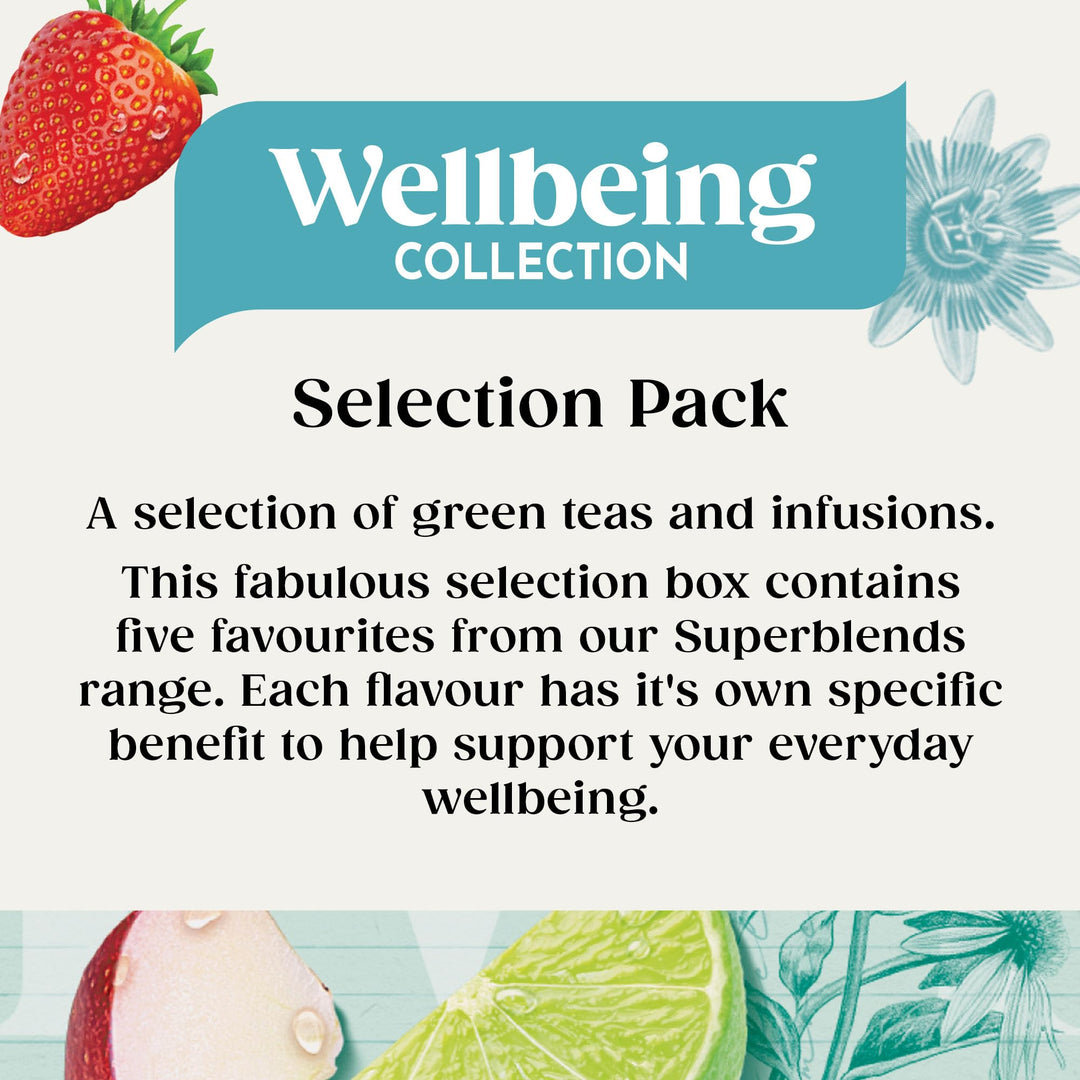Twinings Superblends Wellbeing Collection - 20 Tea Bags (37g) with Digest, Defence, Sleep, Glow & Detox Blends