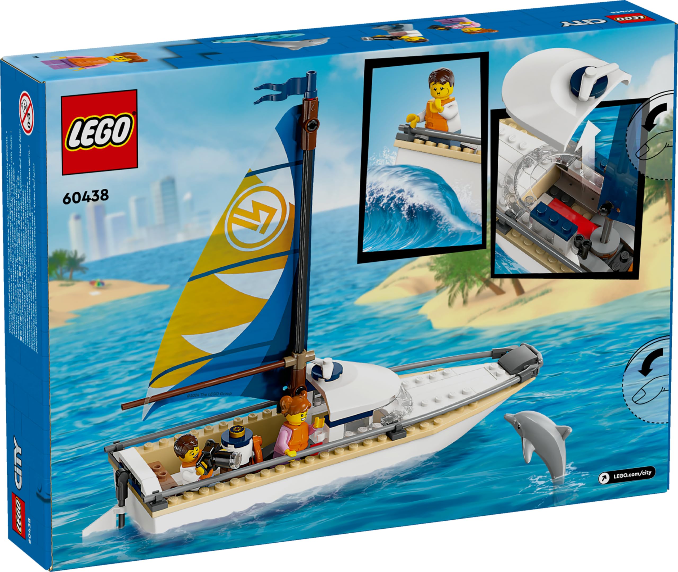 LEGO City Sailboat 60438 - Building Set with Dolphin & Minifigures for Ages 5+ 13