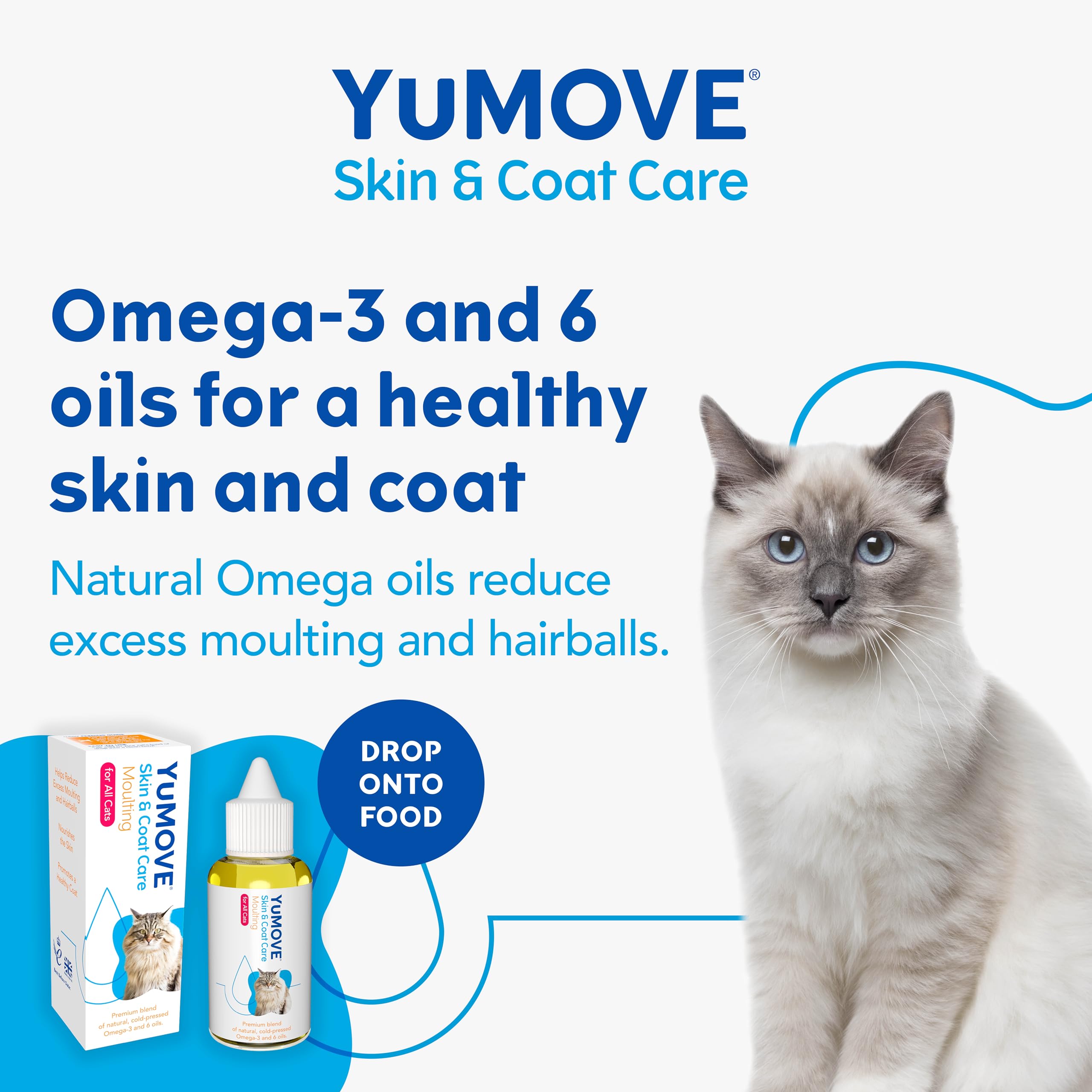 YuMOVE Skin & Coat Care Moulting for All Cats | Reduces Excess Moulting | 50 ml Oil
