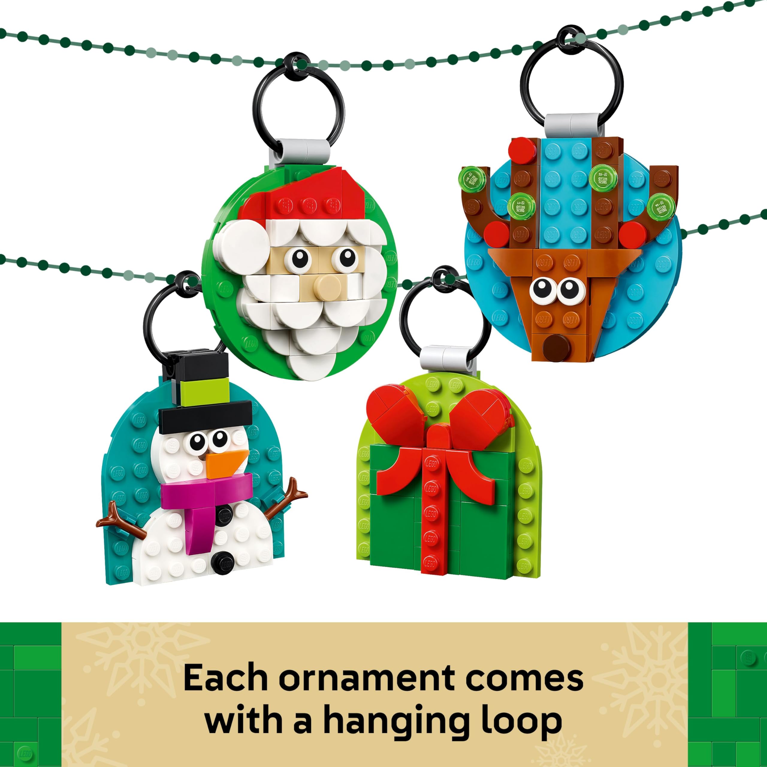 LEGO Christmas Ornament Selection - Building Toy with 4 Festive Hanging Decorations for Kids 6+ 4