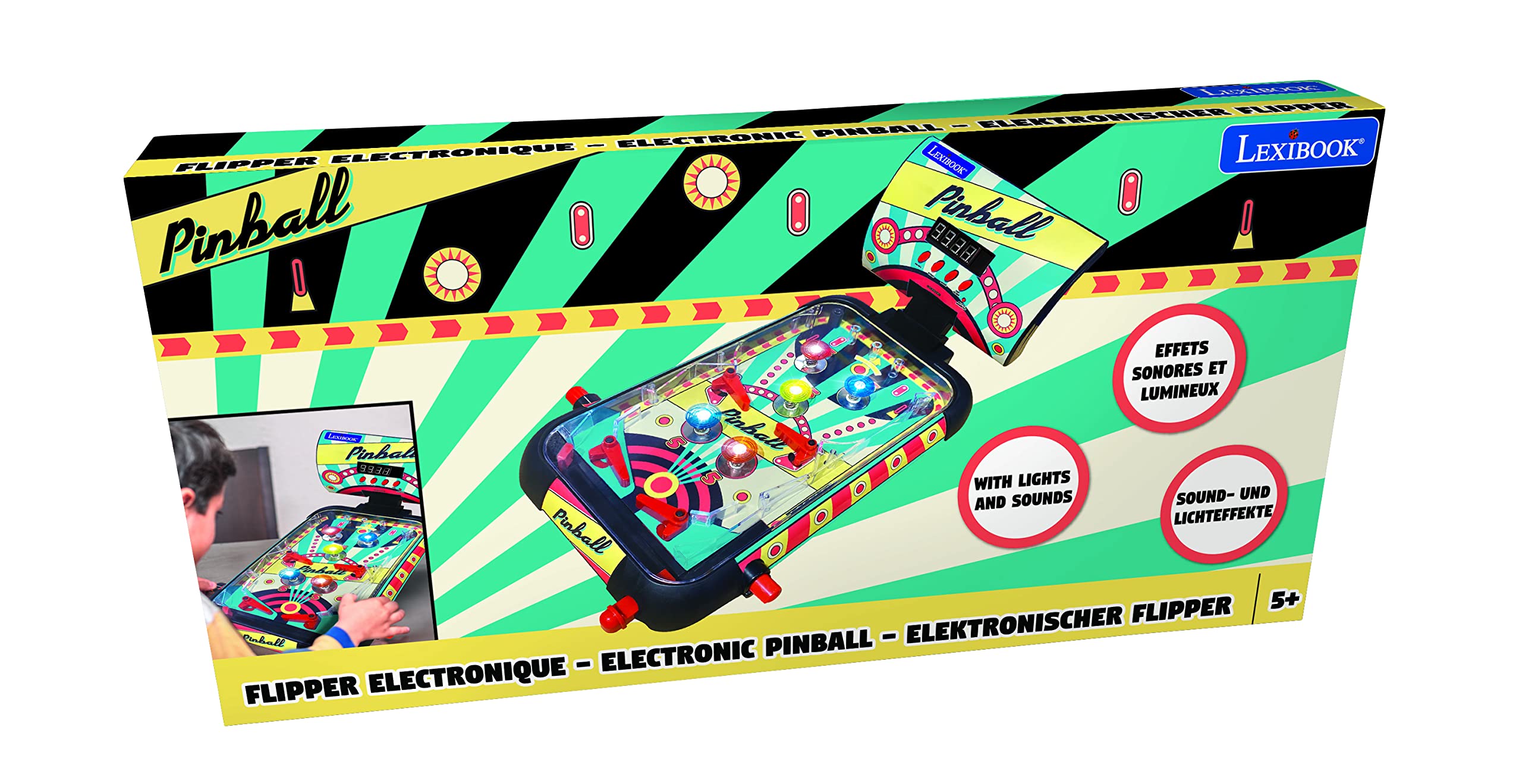 Lexibook Electronic Table Pinball Game with LCD Screen and Sound Effects JG610 3