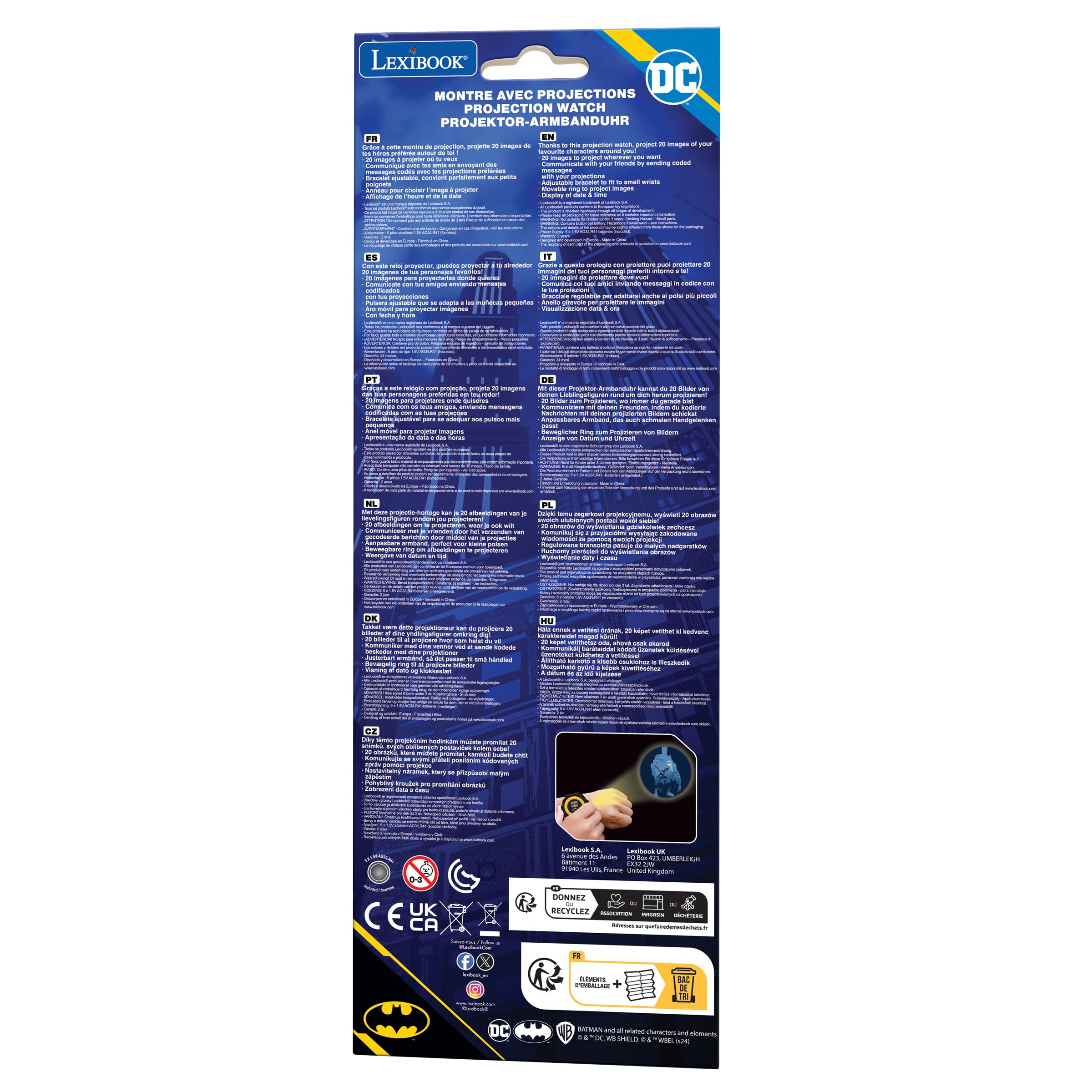 LEXIBOOK Batman Digital Projection Watch for Children Age 3+ | Projects 20 Images | Black/Yellow 10