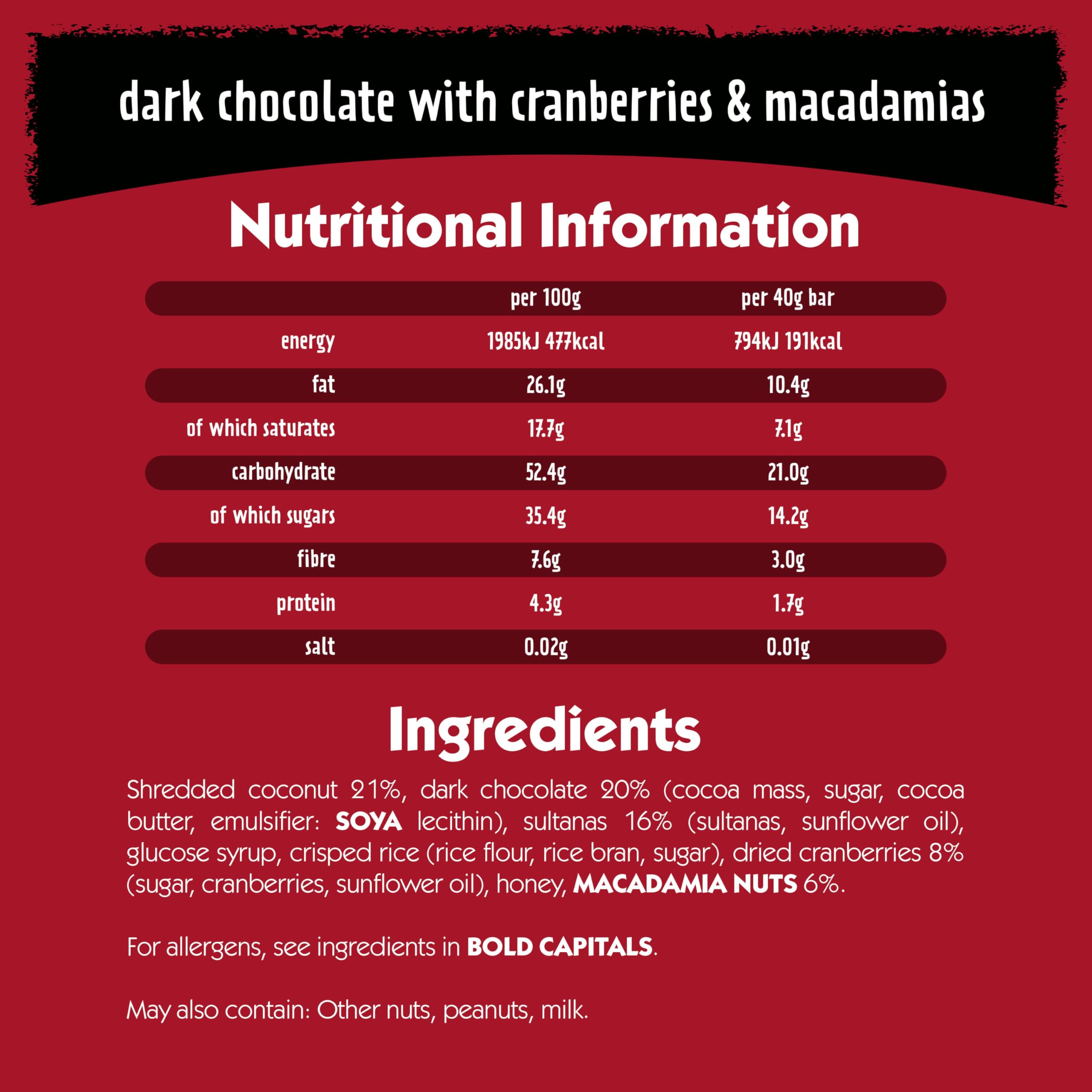 Eat Natural - Dark Chocolate with Cranberries & Macadamias Fruit & Nut Bar (30g) 7
