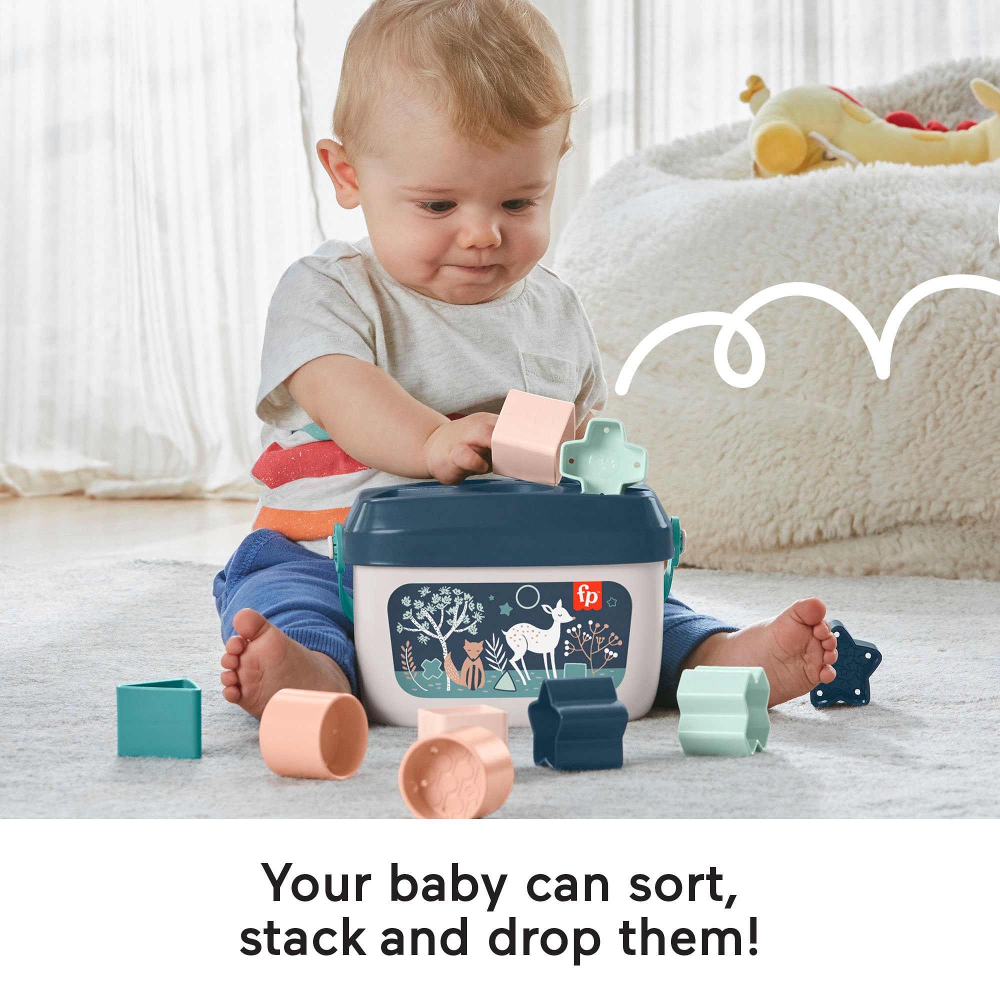 Fisher-Price Baby's First Blocks Set of 10 Shape Sorting Blocks for Infants 6+ Months | HJP20 3