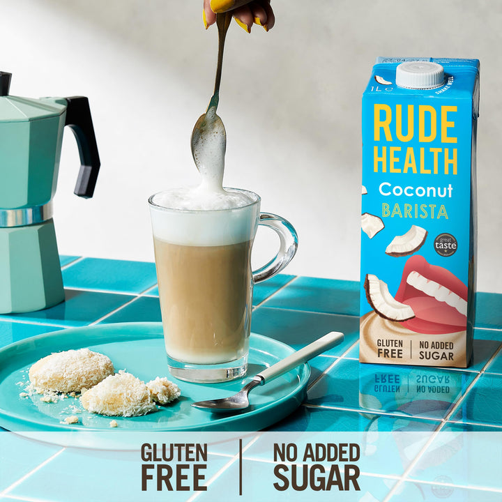 Rude Health 6 x 1L Coconut Barista Drink, Dairy-Free, Plant-Based Milk, No Added Sugar