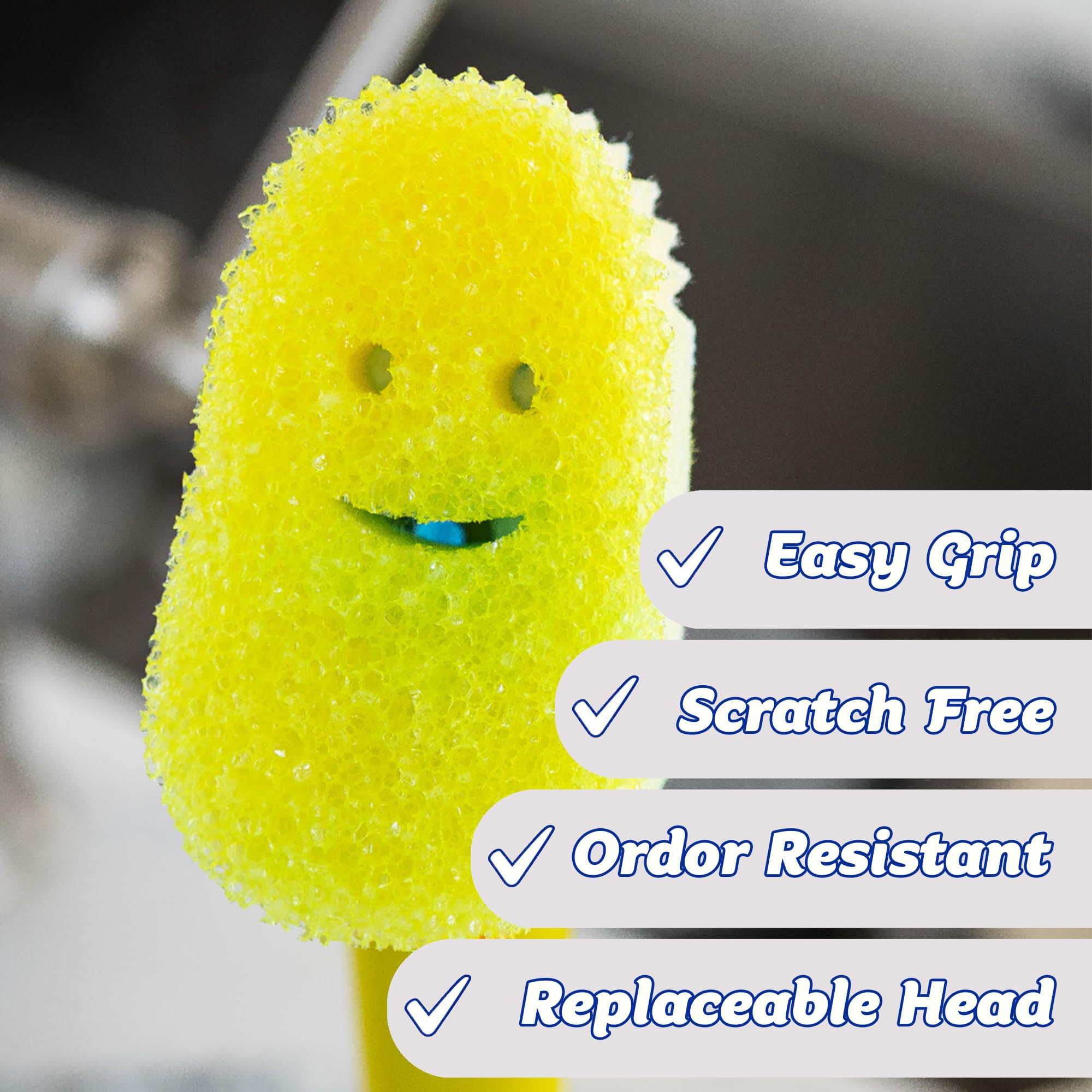 Scrub Daddy Dish Wand Scrubbing Brush with Handle - Soap Dispensing, Texture-Changing Sponge, Scraper & Detachable Head, Pink 7
