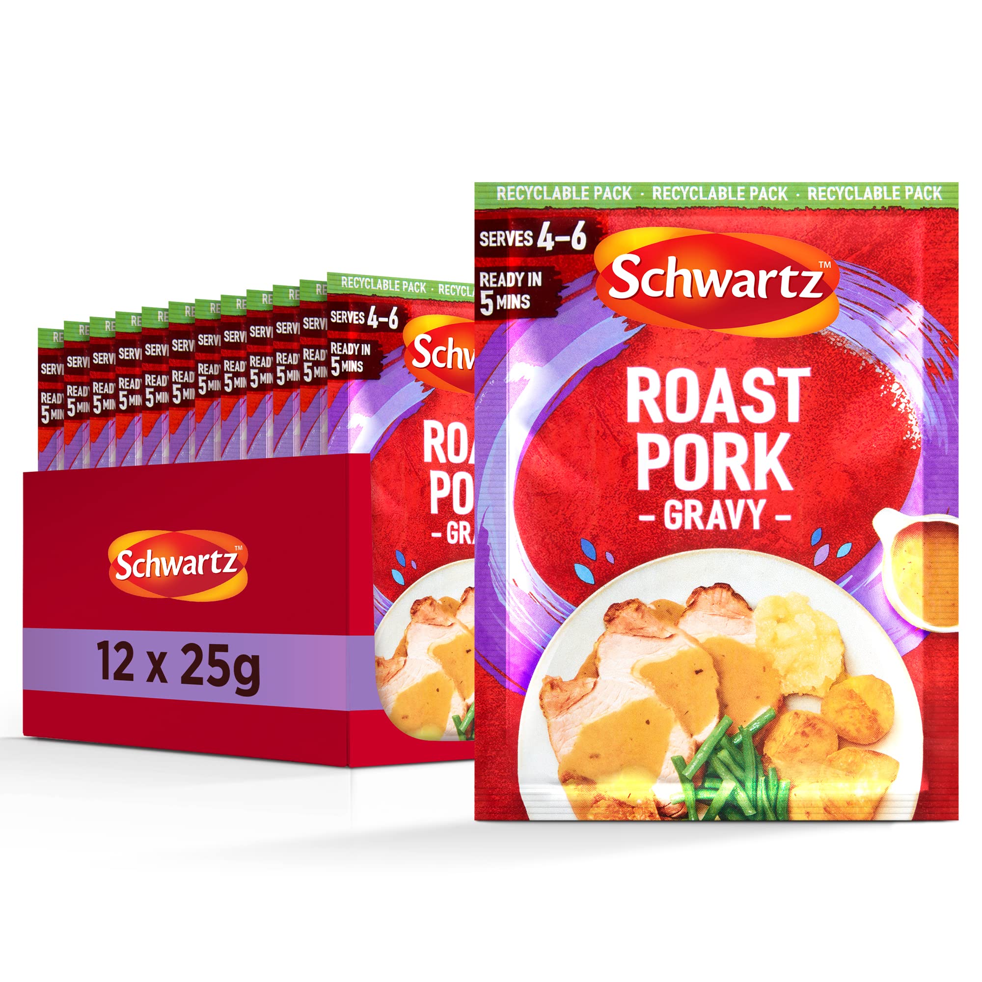Schwartz Roast Pork Gravy Mix 25g - Pack of 12 | Rich & Smooth Gravy for Roast Dinners