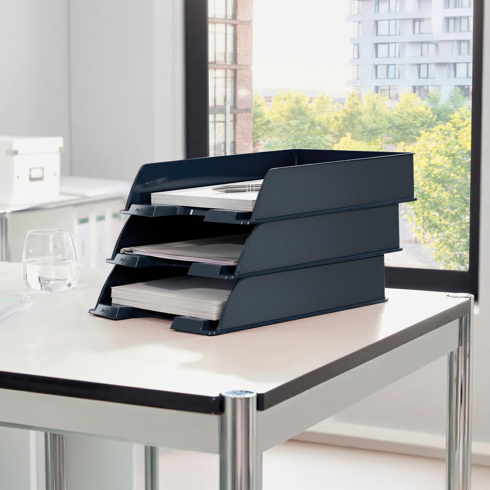 Rexel Choices A4 Letter Tray - Stackable Document Organiser, Black, 4 Pack 5