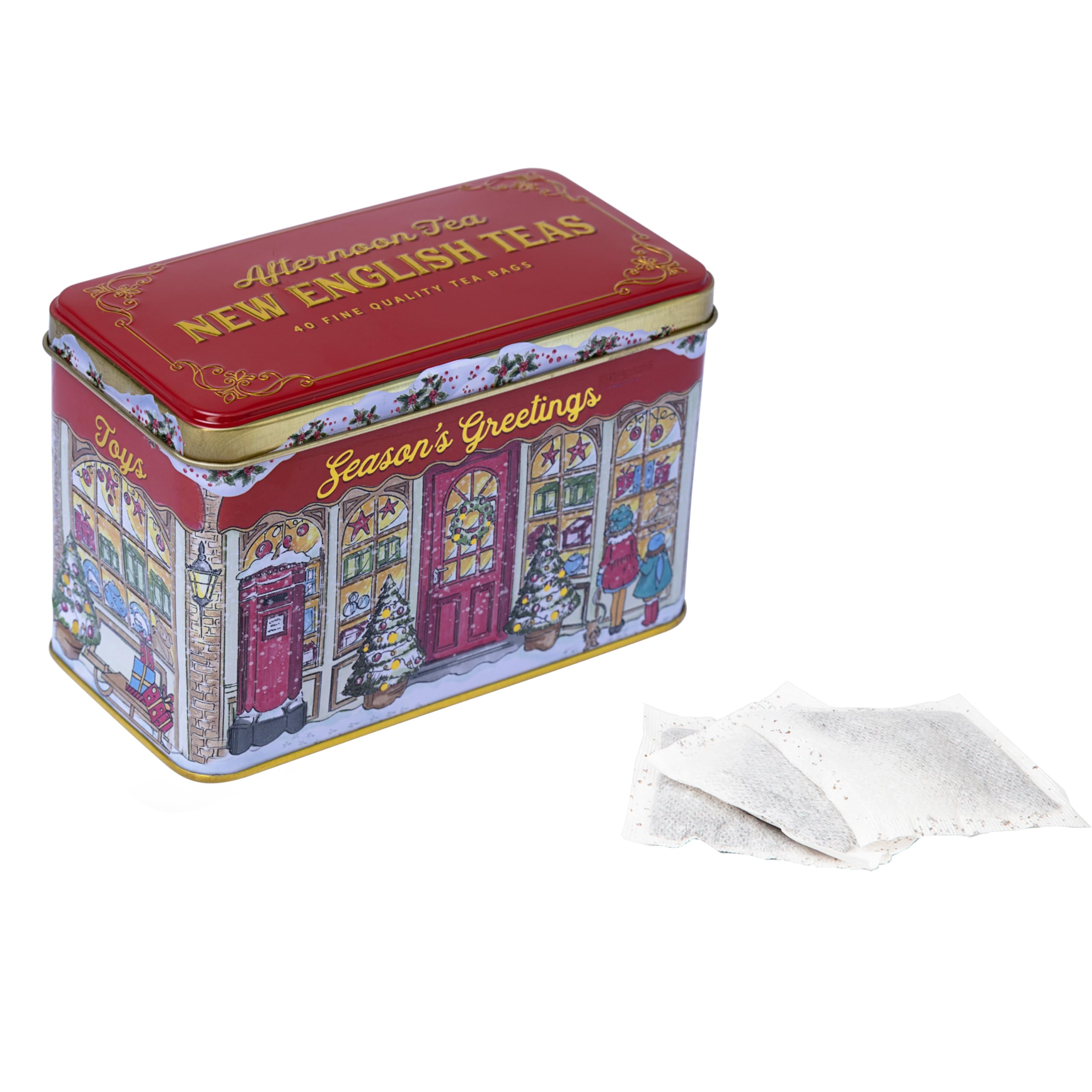 New English Teas Season's Greetings Christmas Tea Tin with 40 Afternoon Tea Bags 12