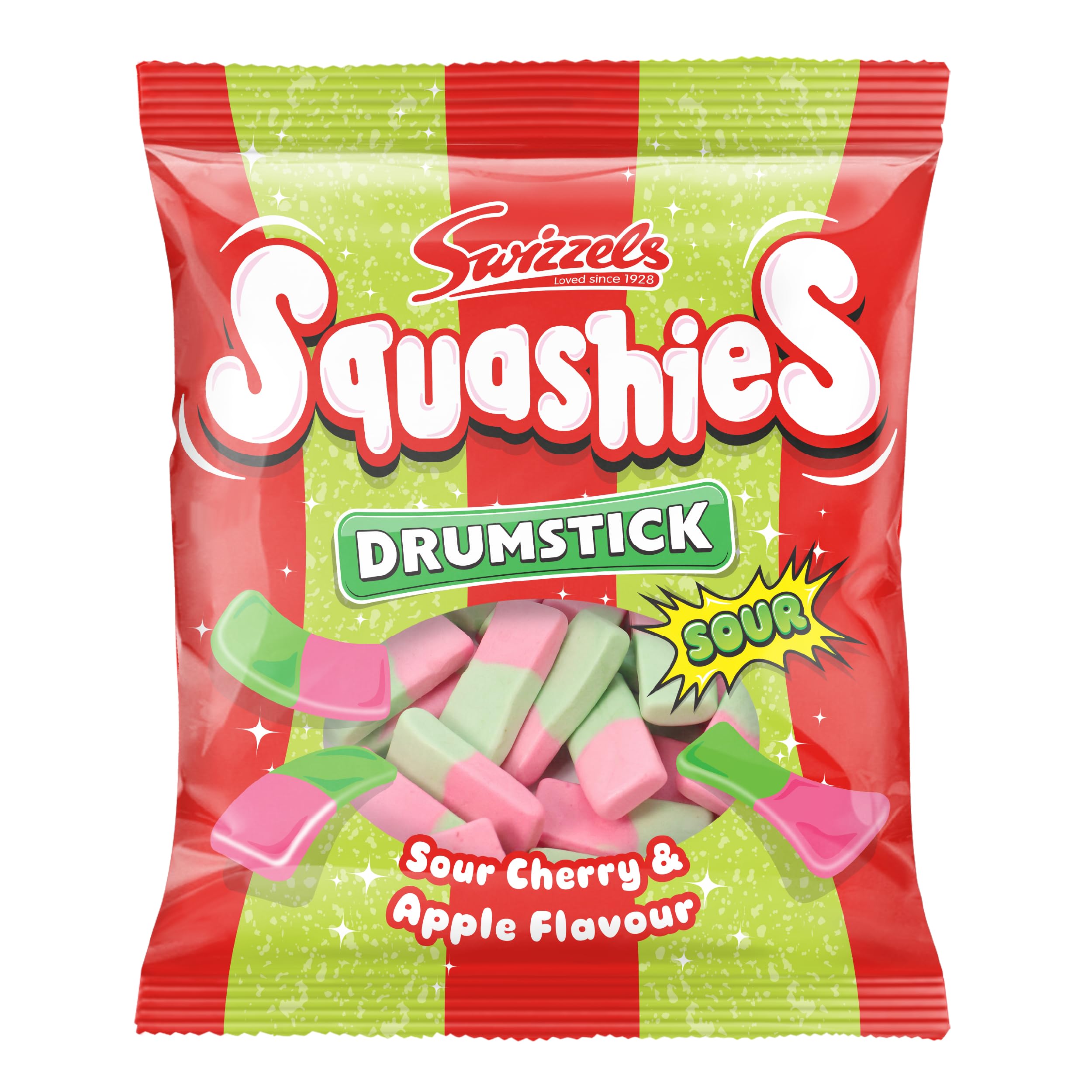 Swizzels Squashies Sweets - Sour Apple and Cherry Flavour Chewy Gummy Candy | 140g Bag 1