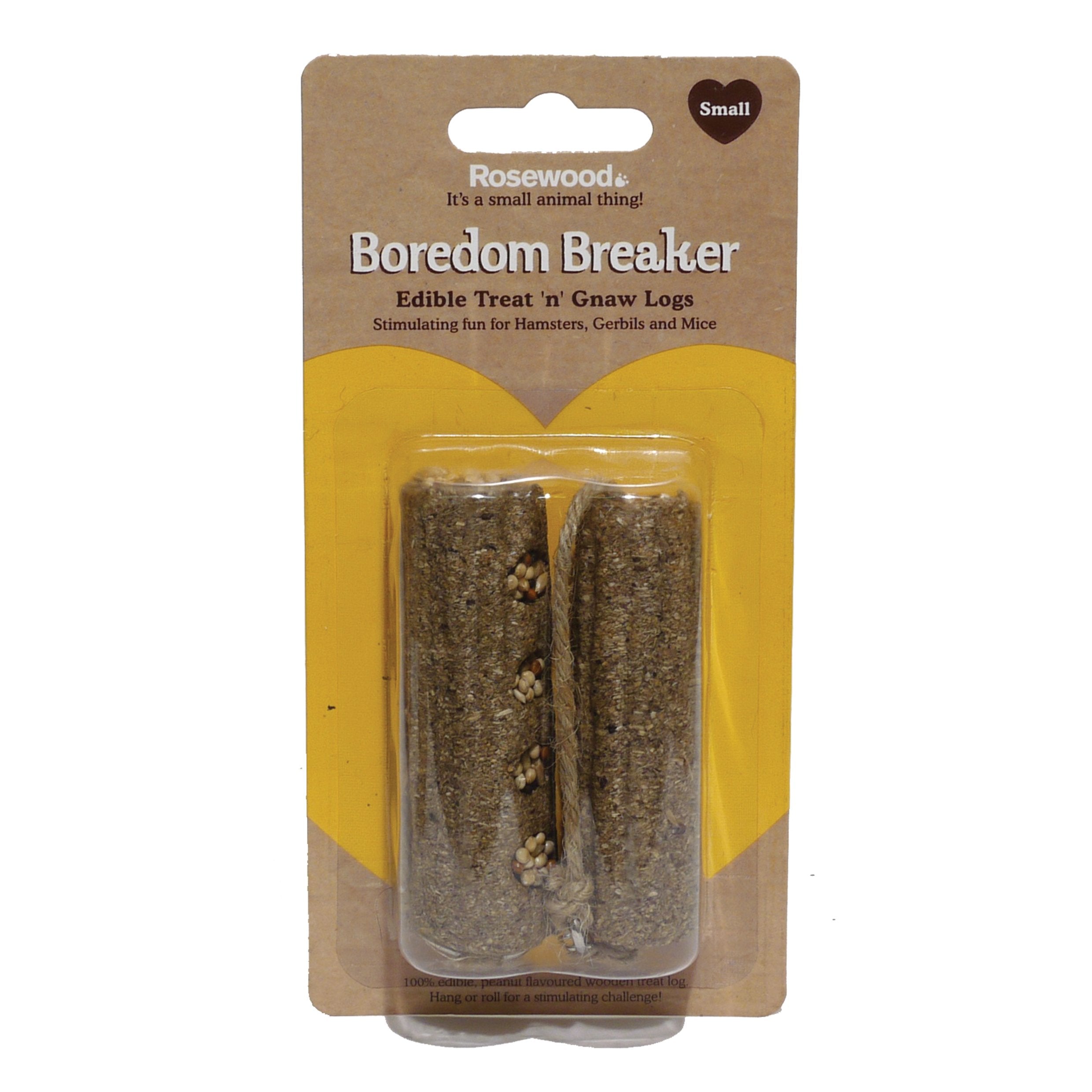 Rosewood Boredom Breaker Treat 'n' Gnaw Logs - Edible Chew Toy for Dental Health | Peanut Flavored | 2 Pack