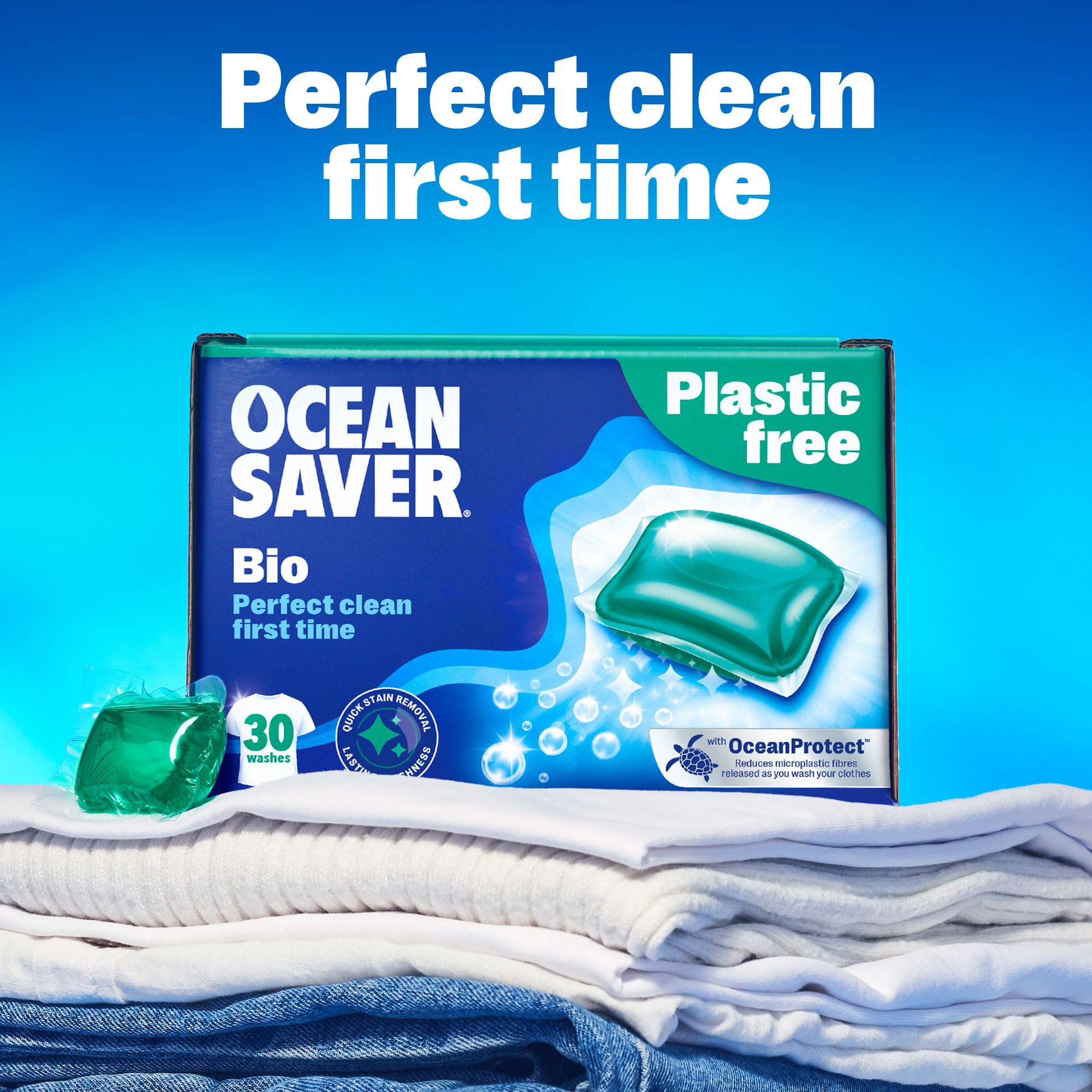 OceanSaver Eco Bio Laundry Detergent Washing Pods - 30 Washes | Ocean Fresh Scent 2