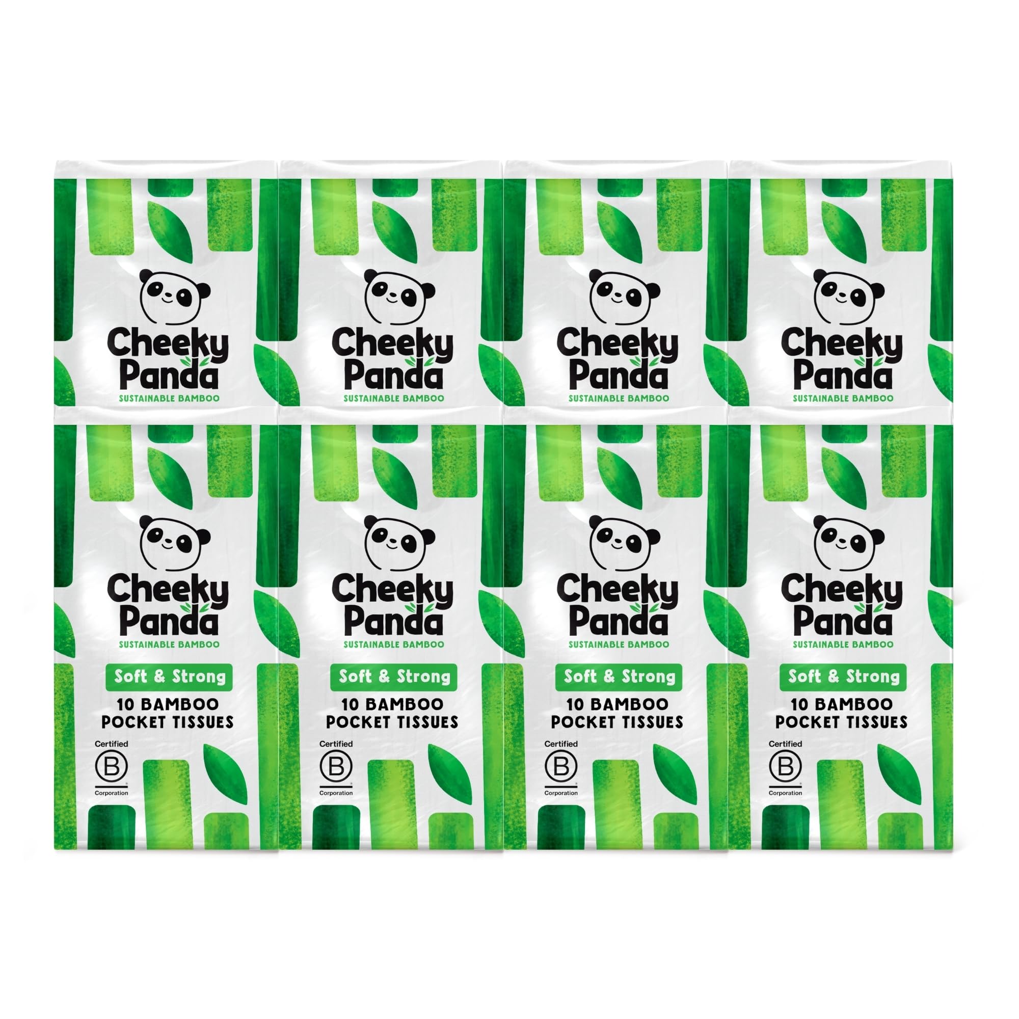 The Cheeky Panda Bamboo Pocket Tissues - 8 Pack of 10, Hypoallergenic & Ultra Soft Travel Tissues 1
