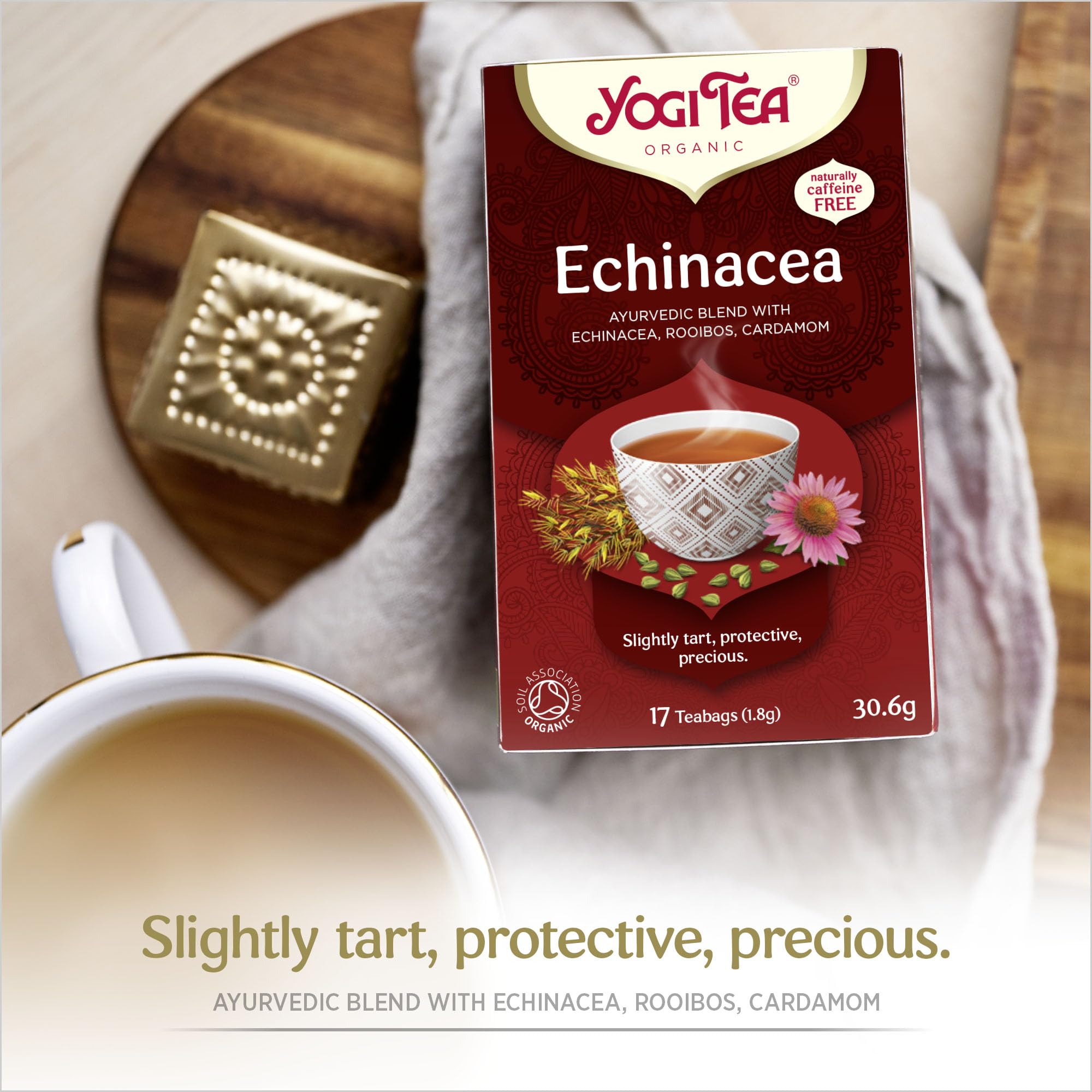 YOGI TEA - Echinacea Organic Herbal Tea, Naturally Caffeine-Free, Blend of Echinacea, Rooibos & Cardamom, 6 x 17 Tea Bags (102 Total) 6