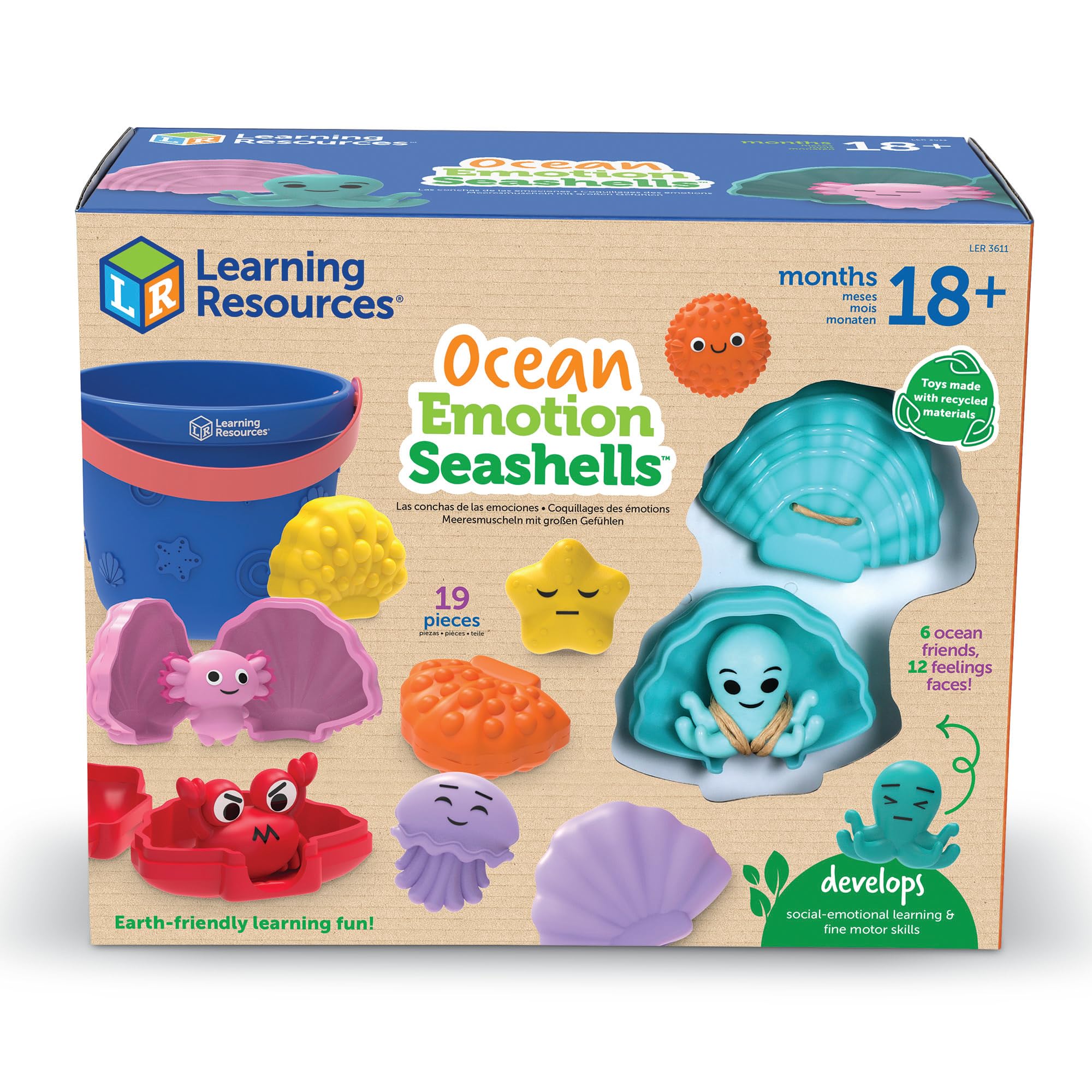 Learning Resources Ocean Emotion Seashells - Social Emotional Learning Toy | Ages 18 Months+ | 19 Piece Set 7