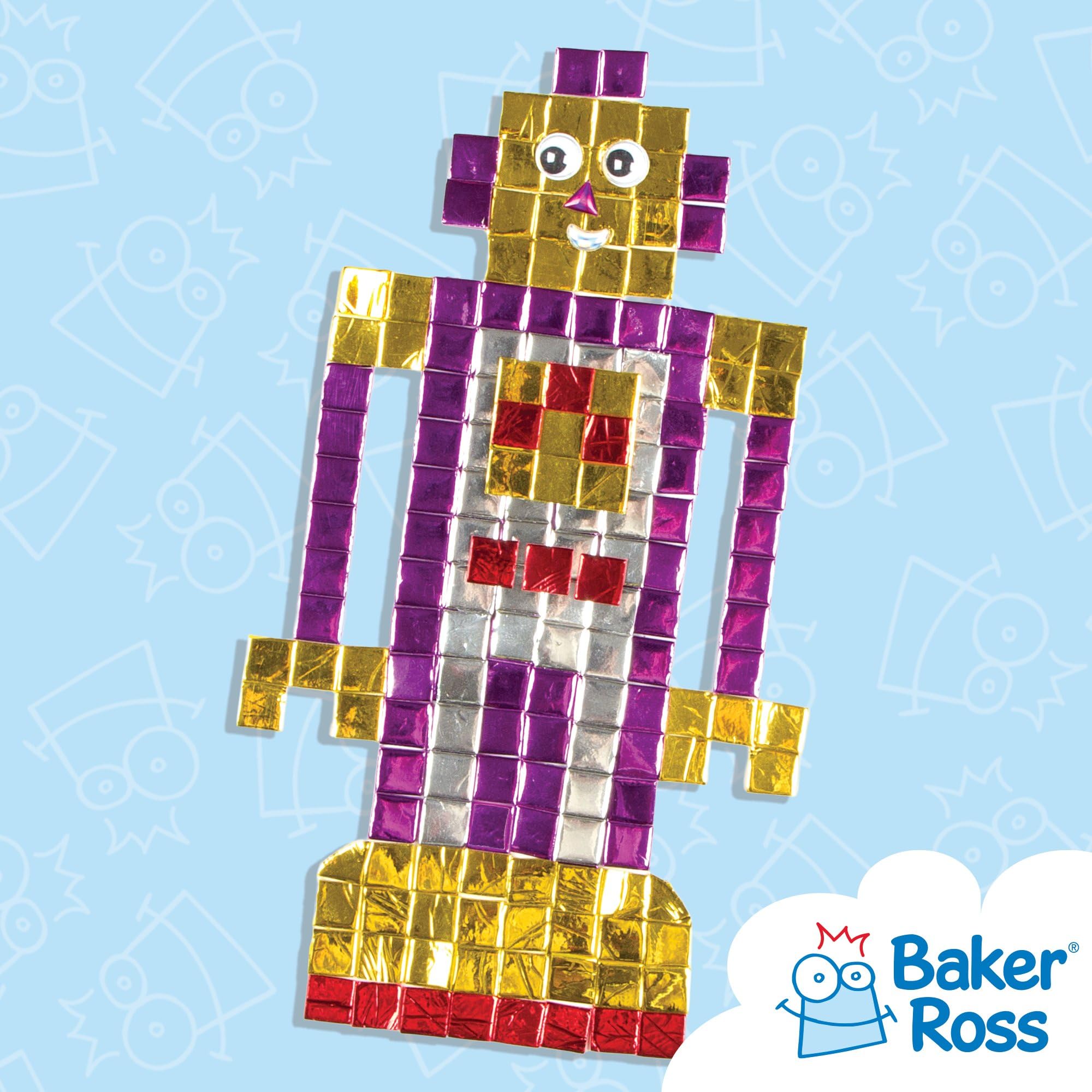 Baker Ross Metallic Foam Self-Adhesive Mosaic Squares - 1440 Pack | 1cm Tiles | 6 Assorted Colors 4