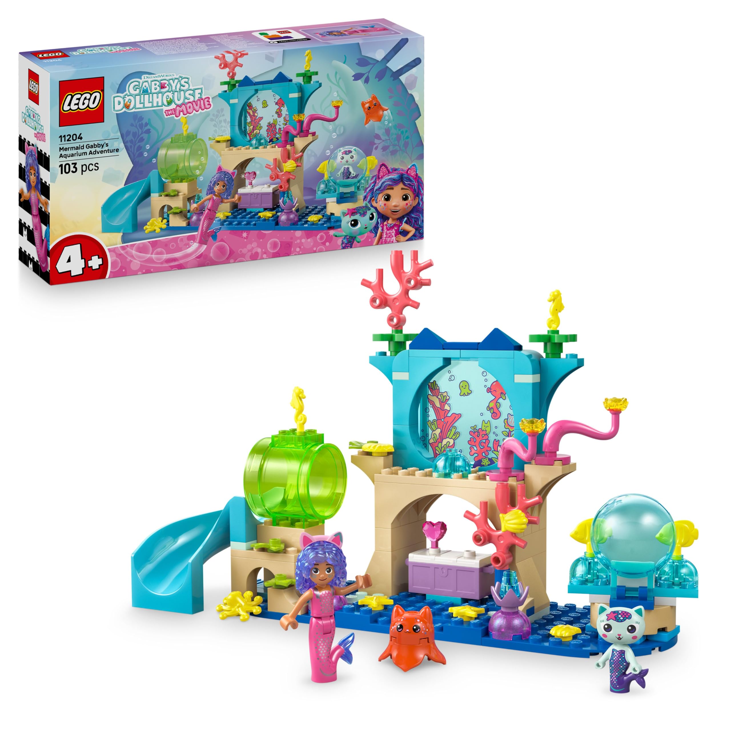 LEGO Gabby's Dollhouse Mermaid Gabby's Aquarium Adventure Toy - 103-Piece Building Set for Kids 4+