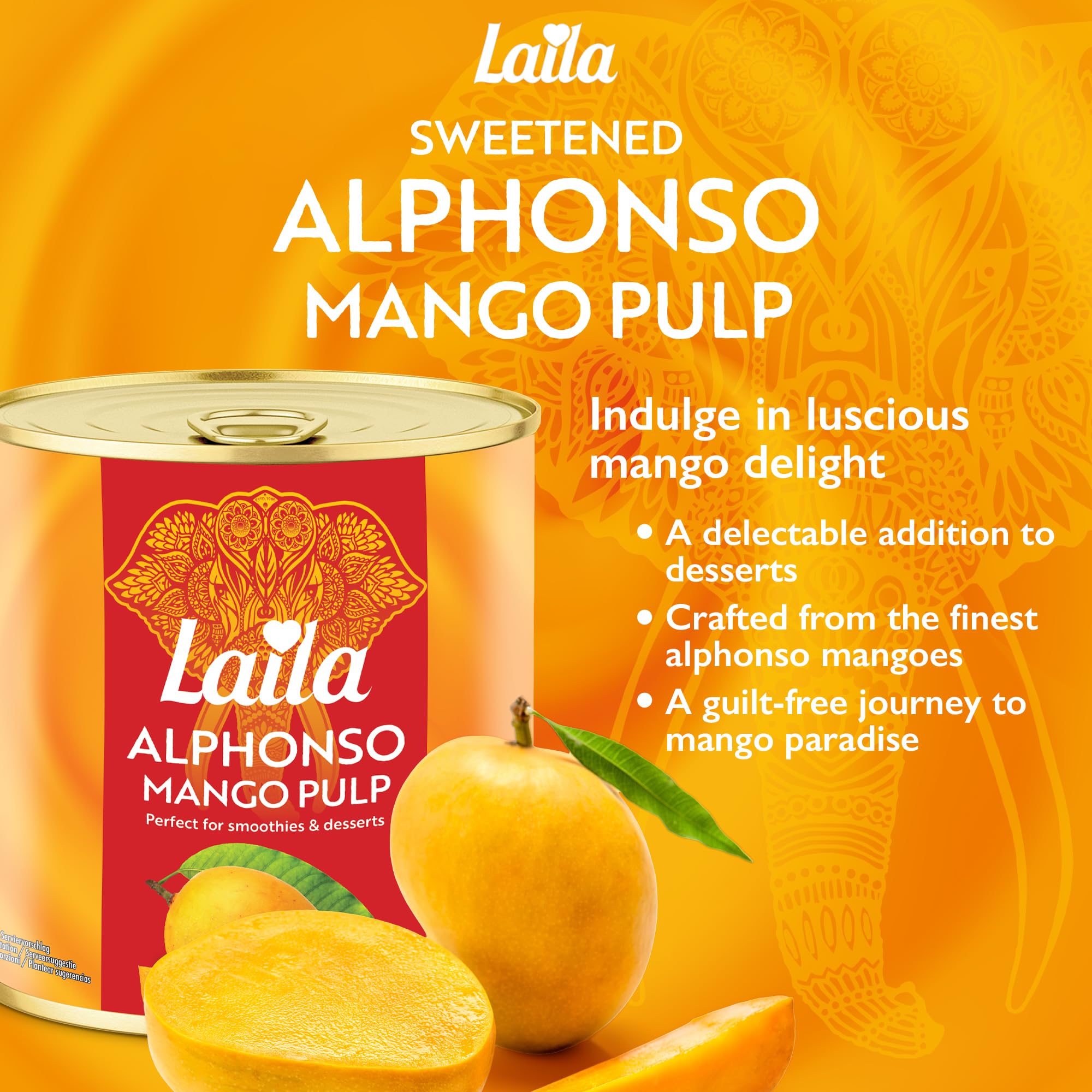 LAILA Alphonso Mango Pulp 850g - Tinned Mango Puree from Real Mangoes 5