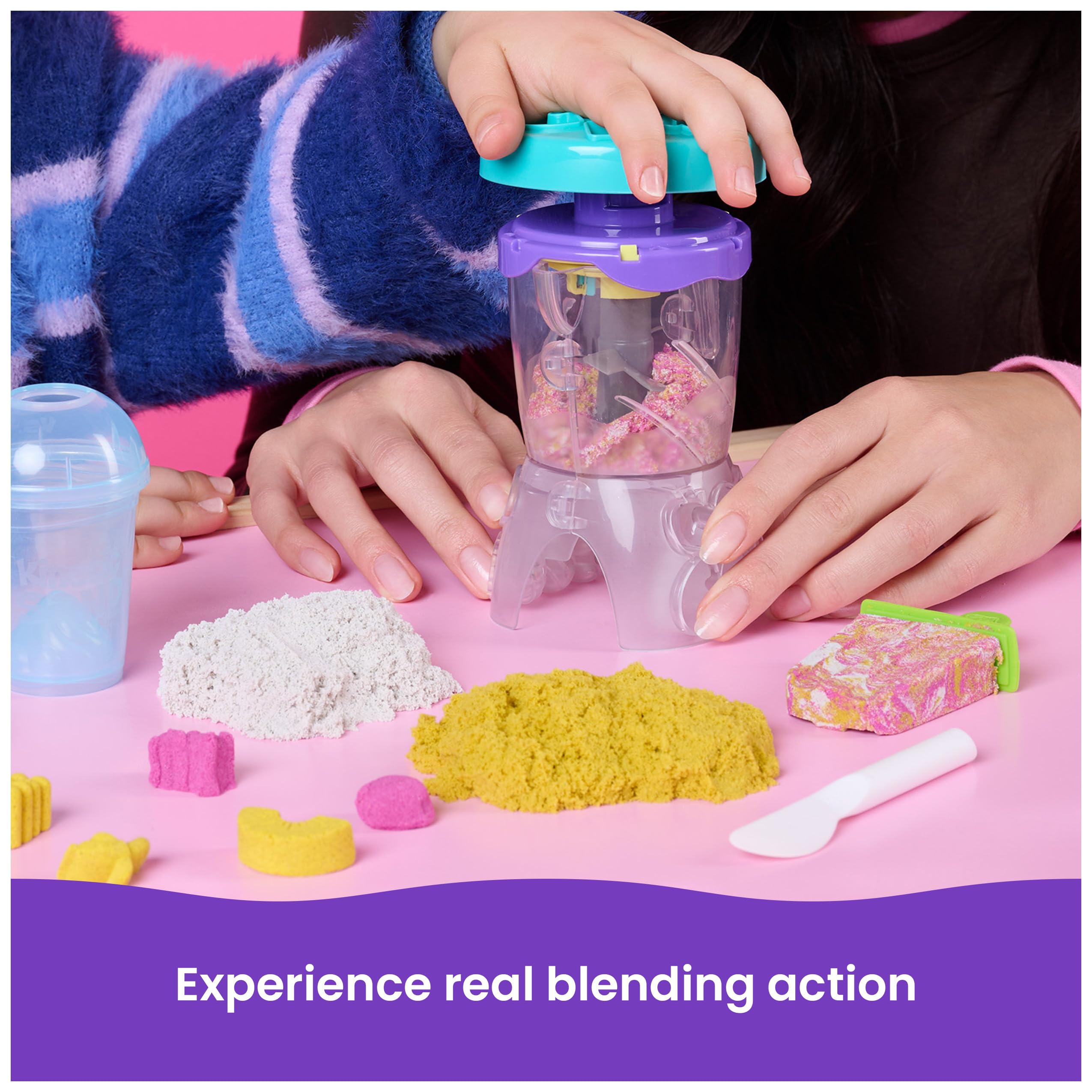 Kinetic Sand Smoothie Mixer Playset with 14 oz Play Sand, Tools, and Popsicle Mould | Ages 5-14 3