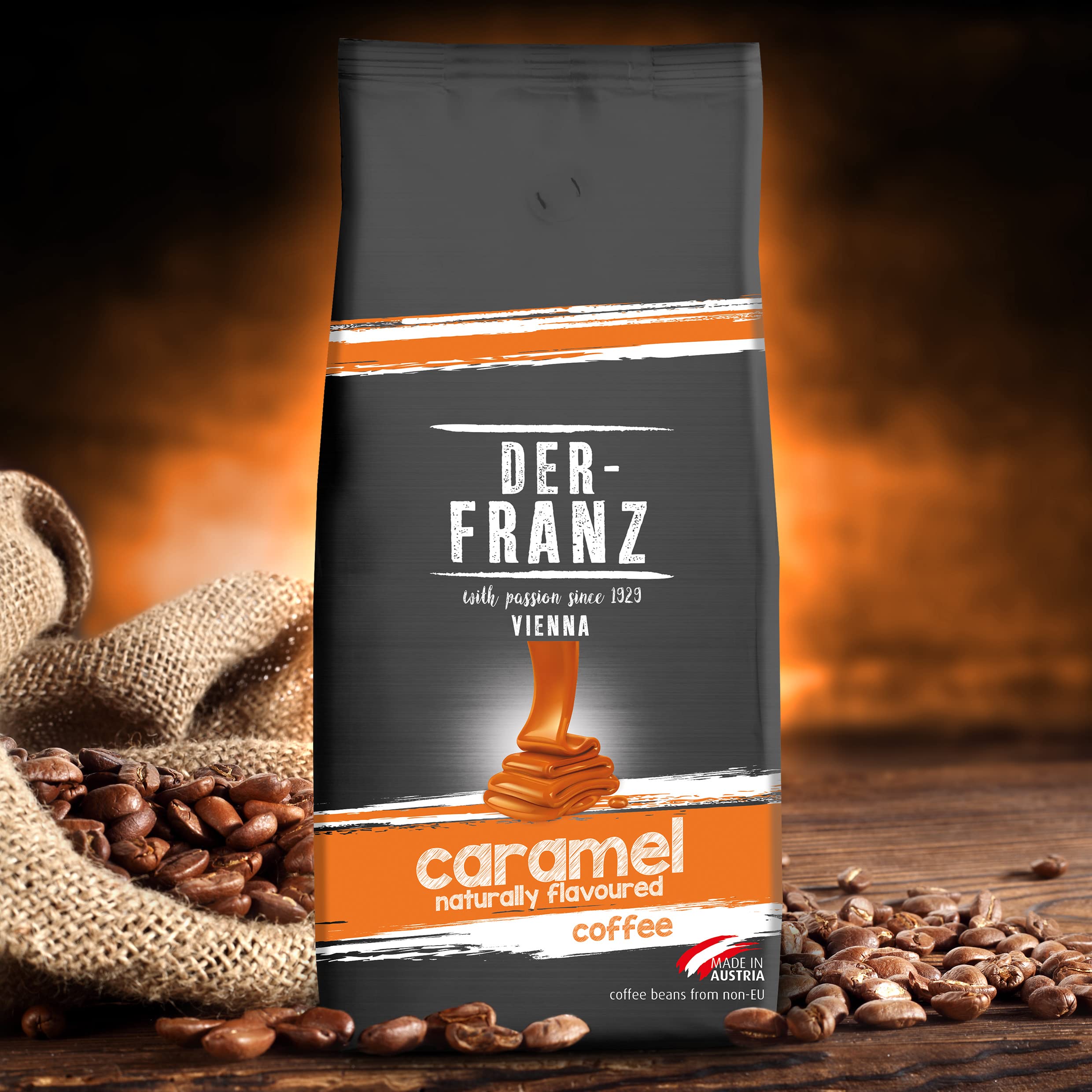 Der-Franz Caramel Flavored Coffee - Whole Roasted Beans | 80% Arabica/20% Robusta | 1kg 3