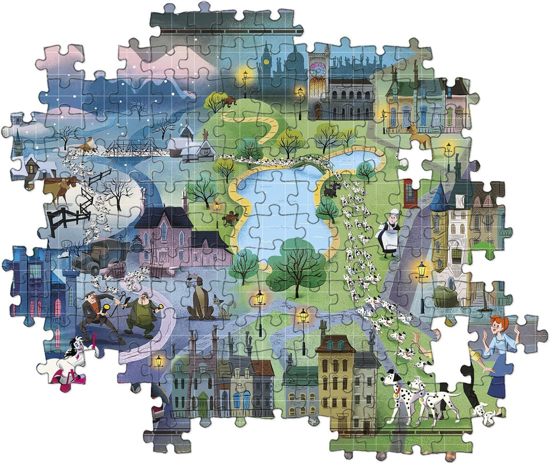 Clementoni 39665 Dalmatas 1000pcs Disney Maps 101 Dalmatians Puzzle - 1000 Pieces for Adults