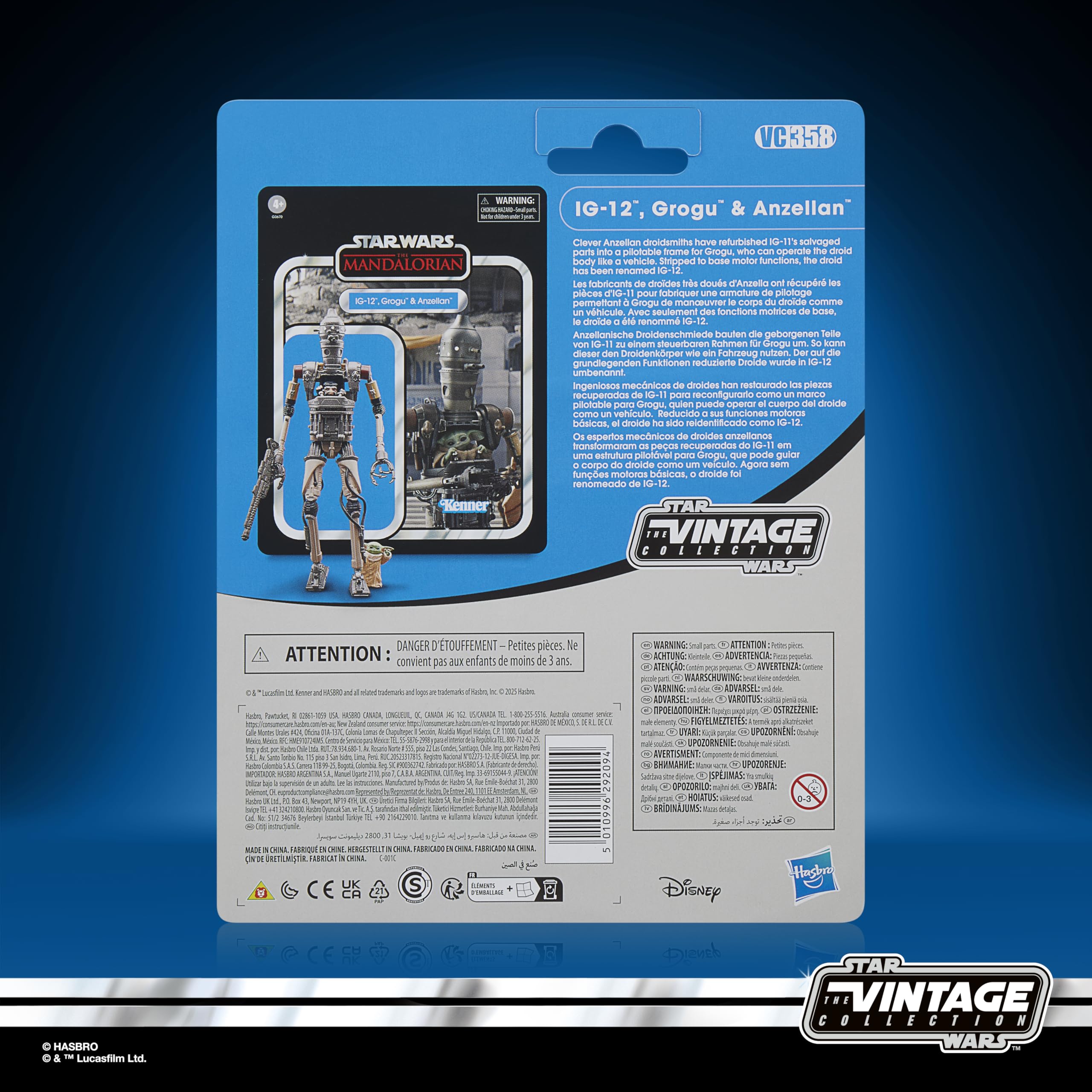 Star Wars The Vintage Collection IG-12, Grogu & Anzellan 9.5-cm Action Figure Set - Ages 4+ 9