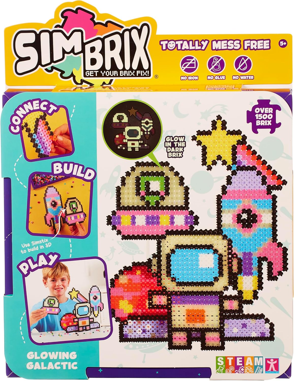 Character Options Simbrix Theme Pack Glowing Galactic - 1500+ Brix Building Set for Kids 5+